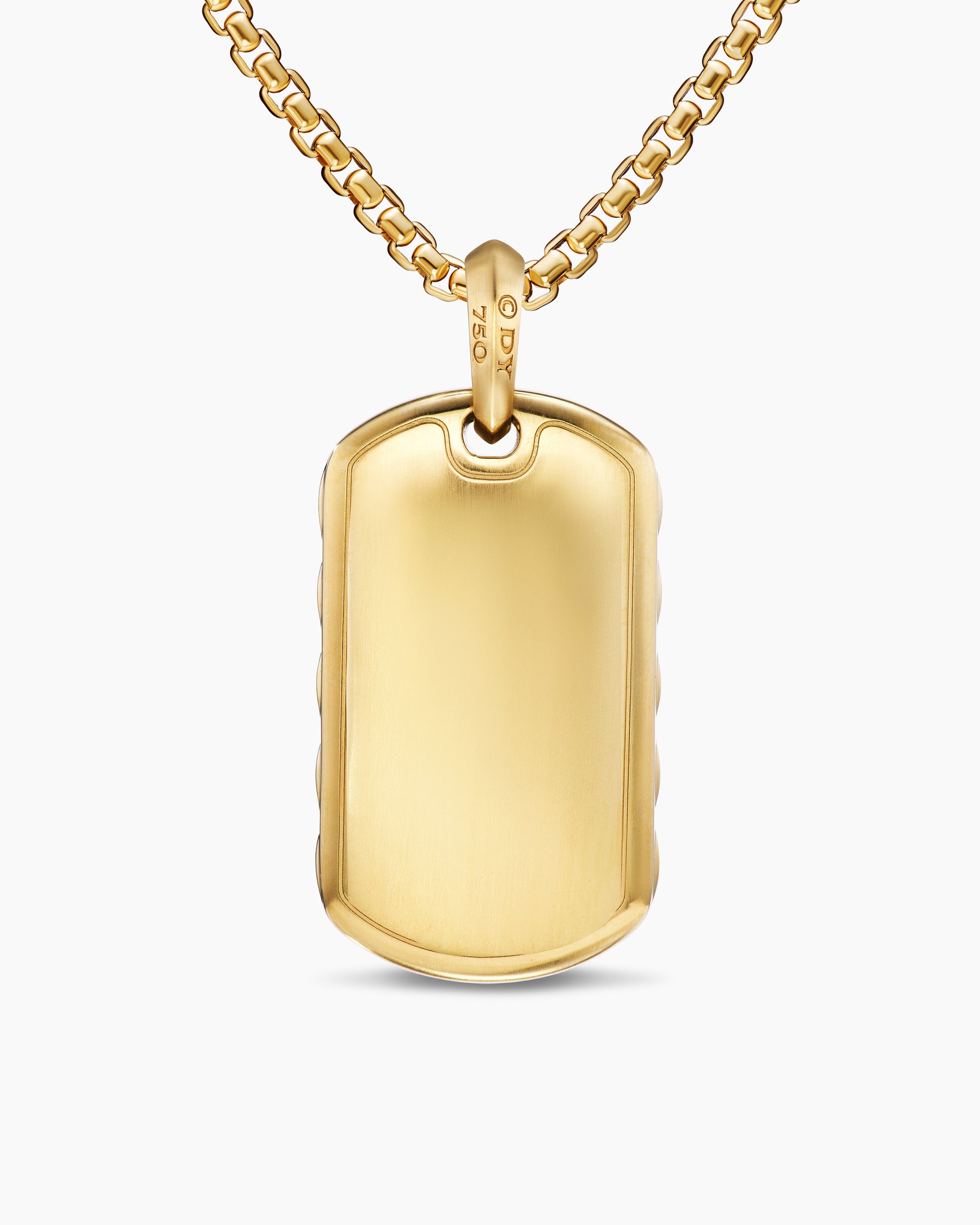 Sculpted Cable Tag in 18K Yellow Gold with Diamonds, 35mm - Image 4