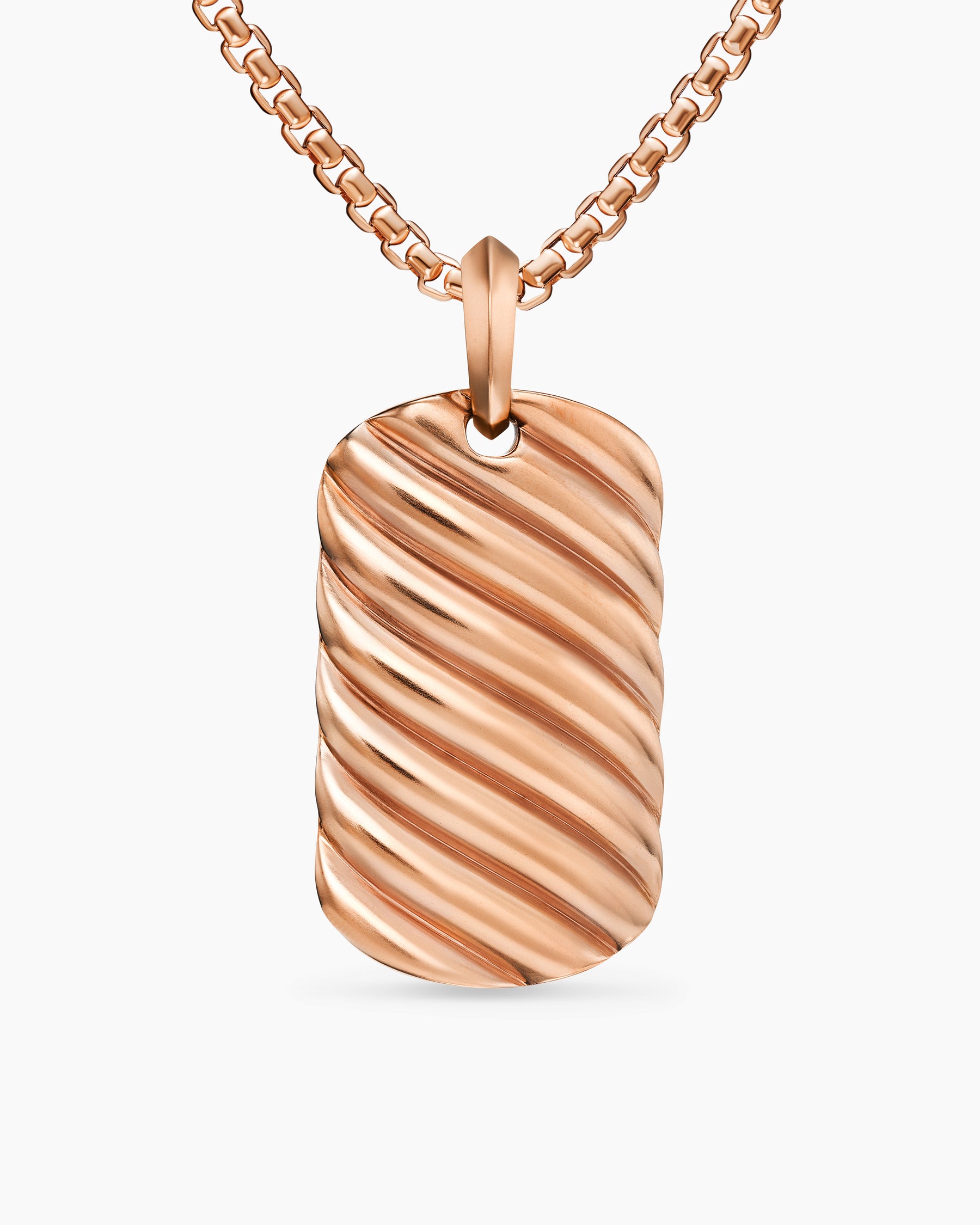 Sculpted Cable Tag in 18K Rose Gold, 35mm