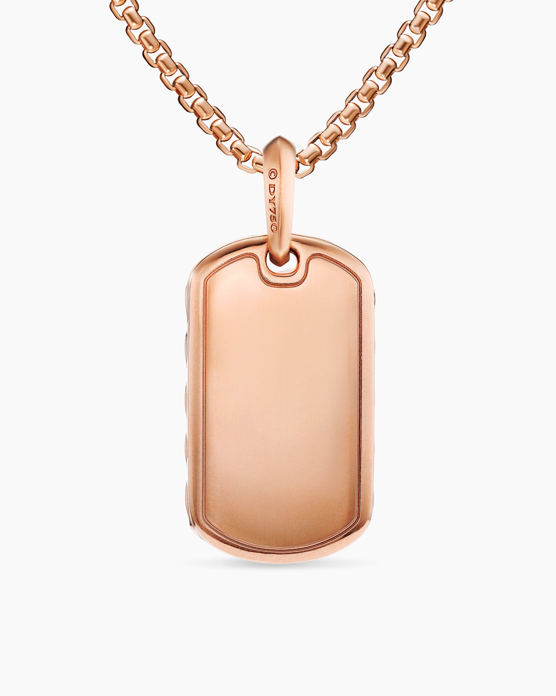 Sculpted Cable Tag in 18K Rose Gold with Cognac Diamonds, 35mm - Image 4