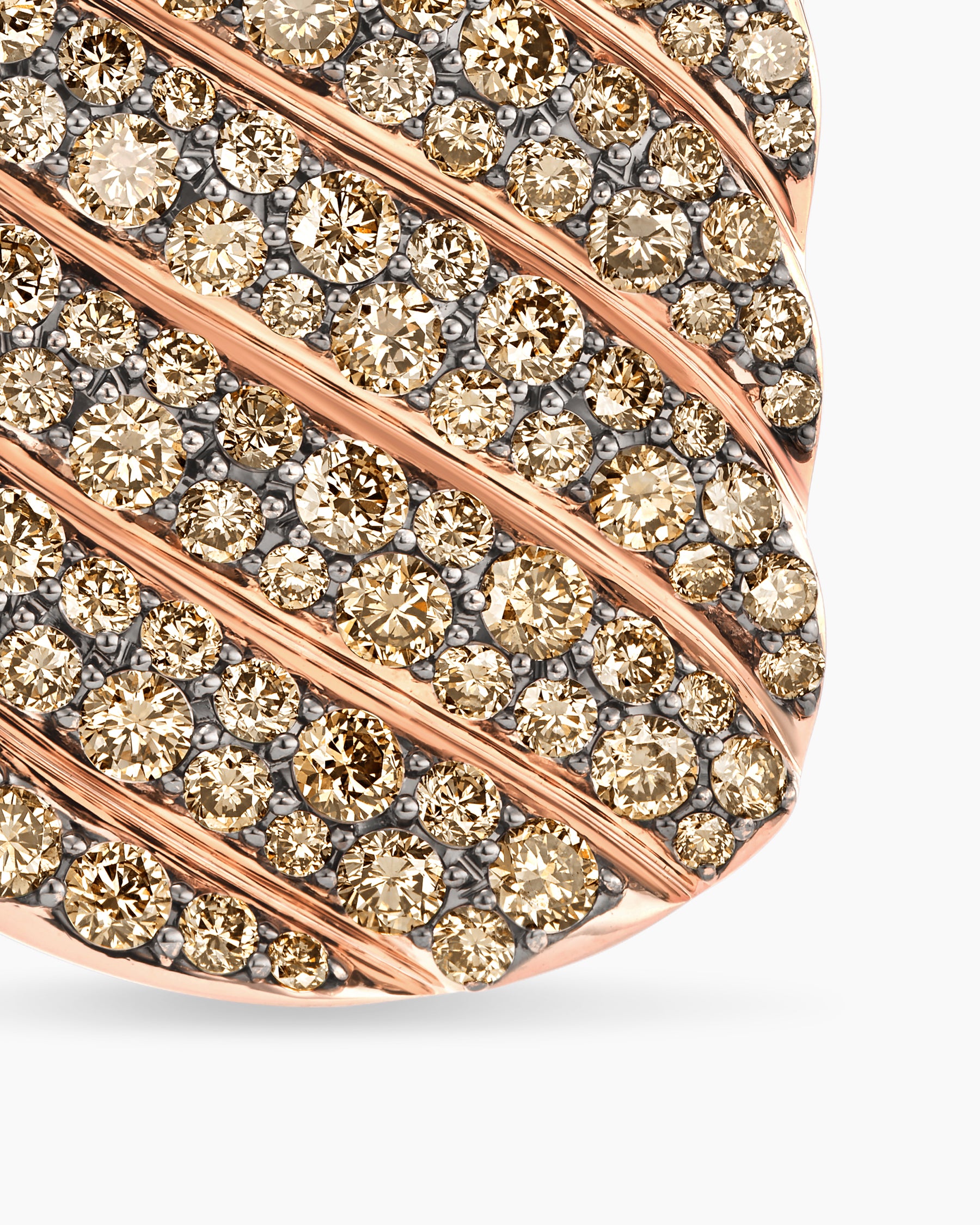 Sculpted Cable Tag in 18K Rose Gold with Cognac Diamonds, 35mm - Image 5