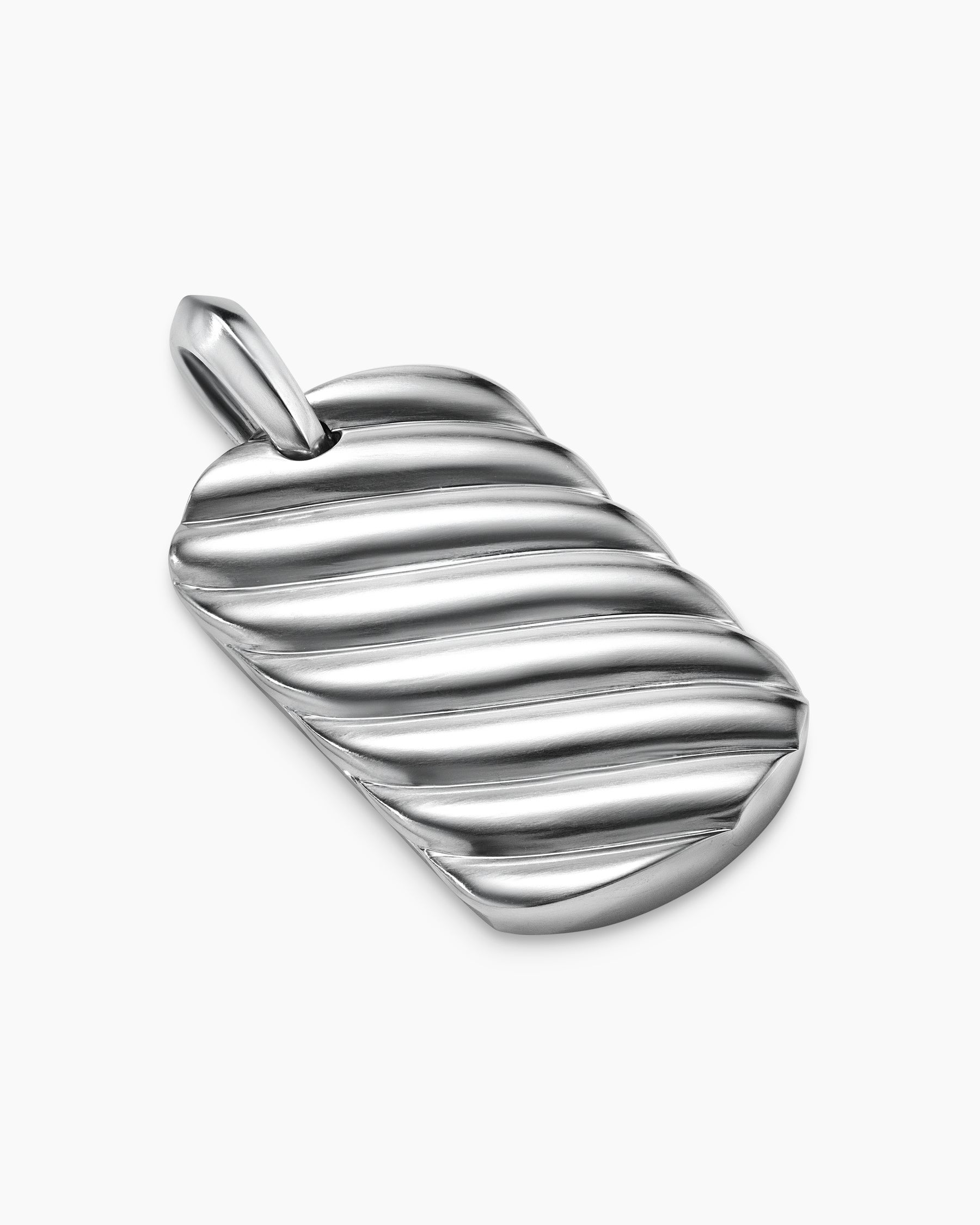 Sculpted Cable Tag in 18K White Gold, 35mm - Image 3