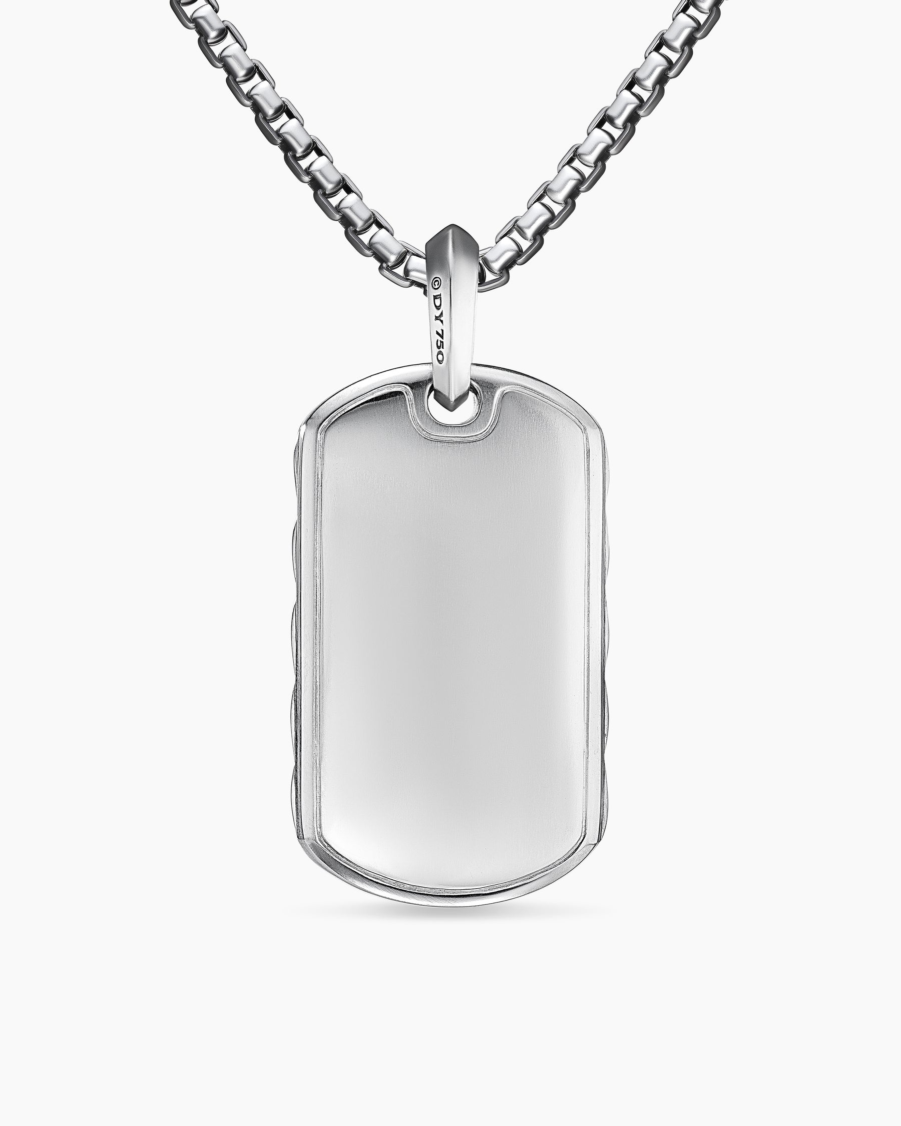 Sculpted Cable Tag in 18K White Gold, 35mm - Image 4