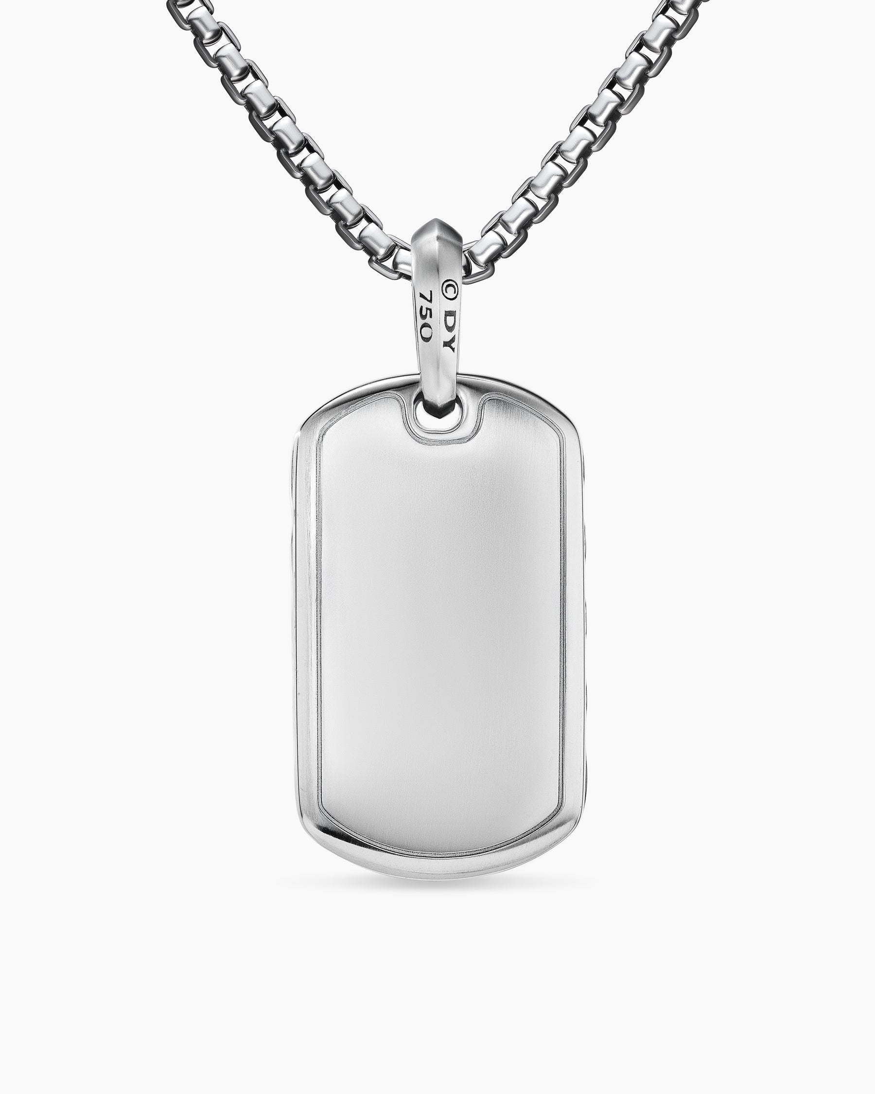 Sculpted Cable Tag in 18K White Gold with Diamonds, 35mm - Image 4