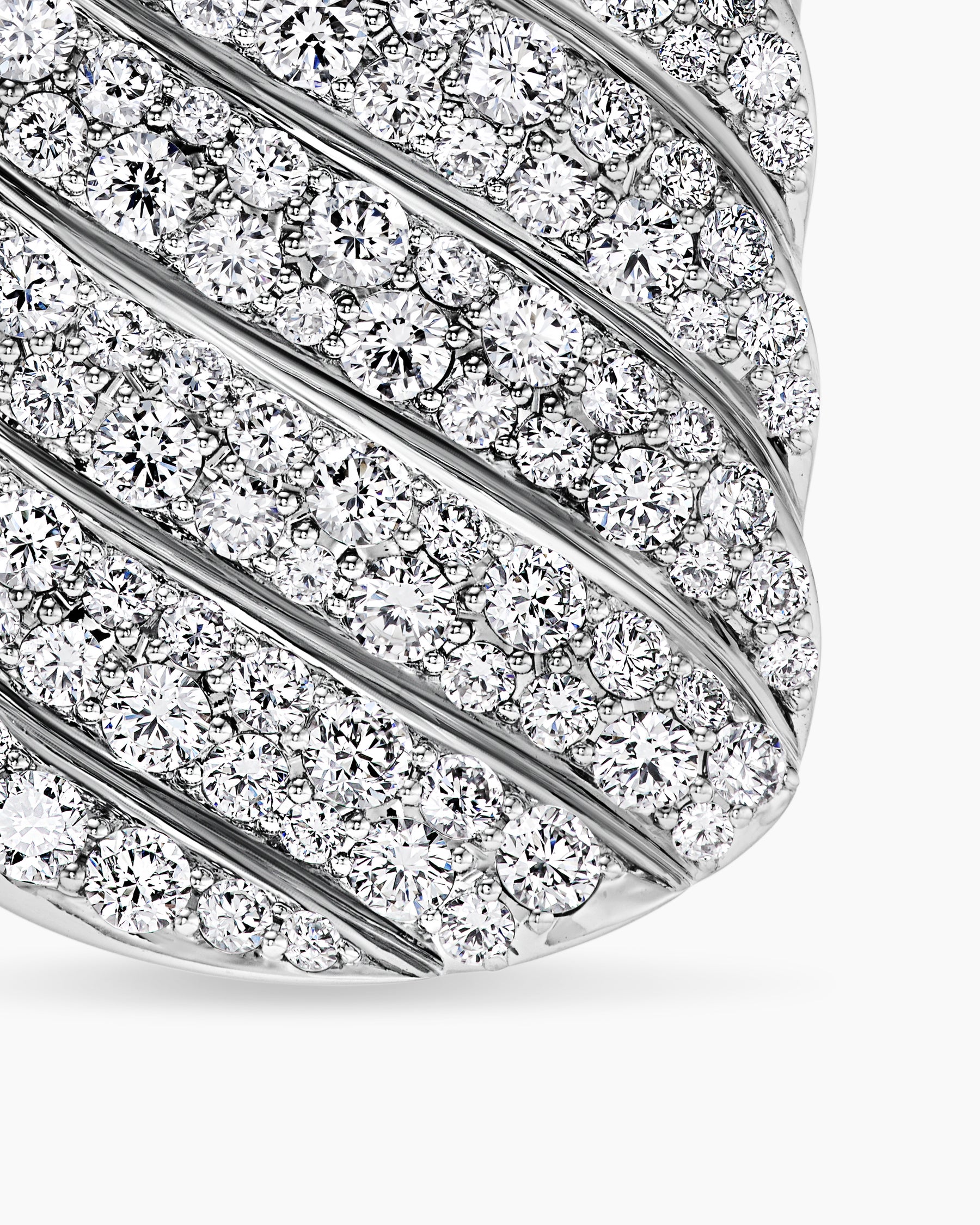 Sculpted Cable Tag in 18K White Gold with Diamonds, 35mm - Image 5