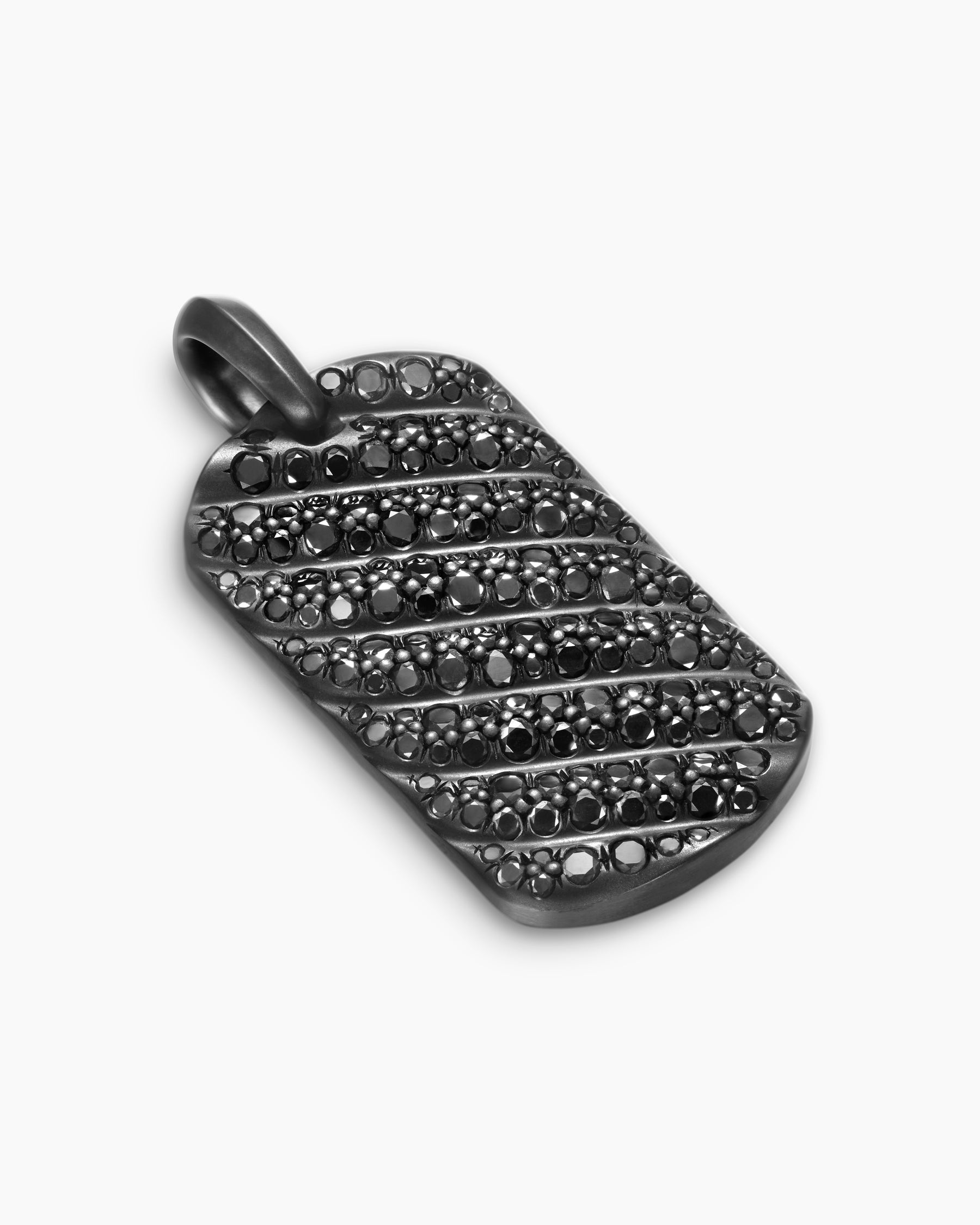 Sculpted Cable Tag in Black Titanium with Black Diamonds, 35mm - Image 3