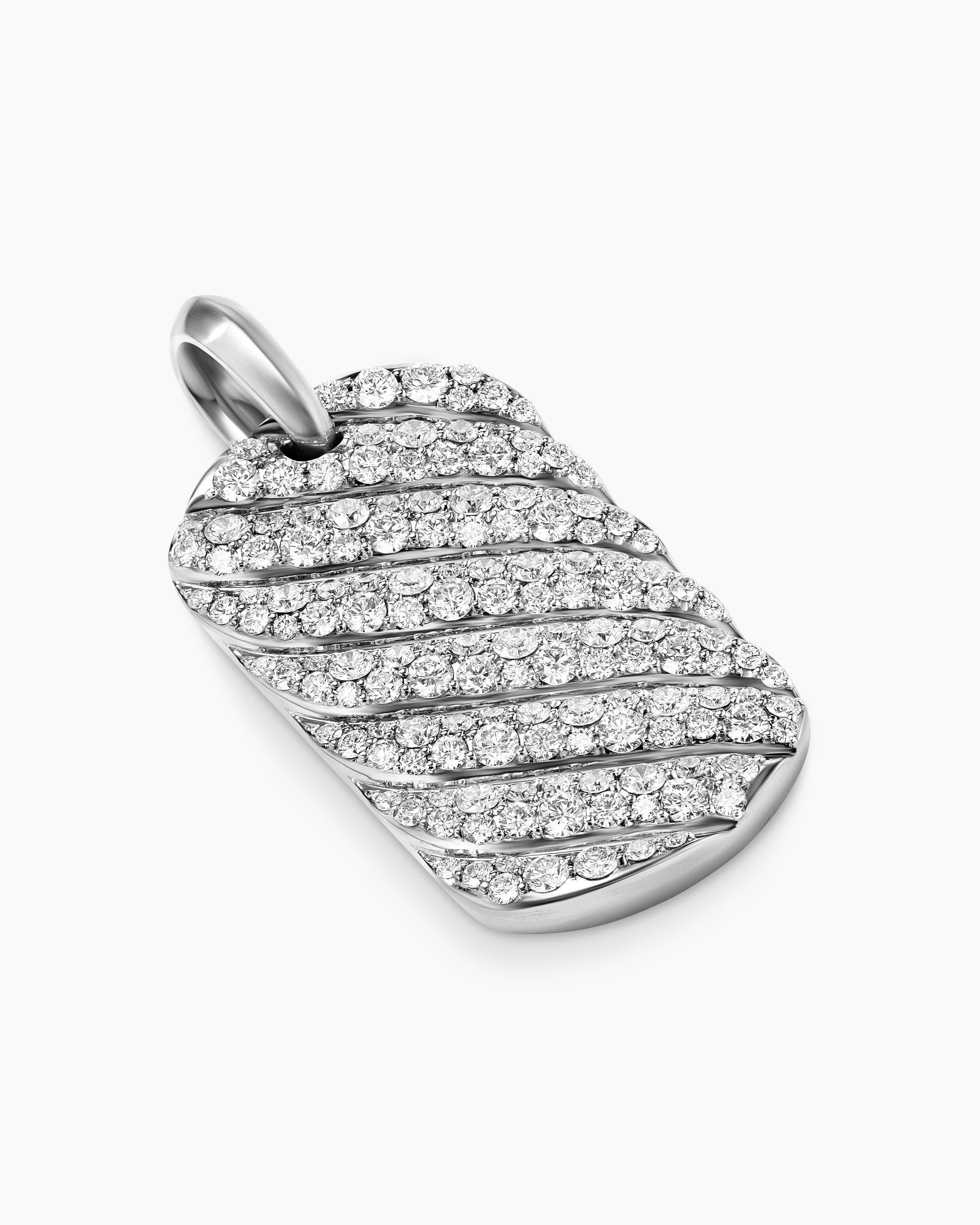 Sculpted Cable Tag in Sterling Silver with Diamonds, 35mm - Image 3
