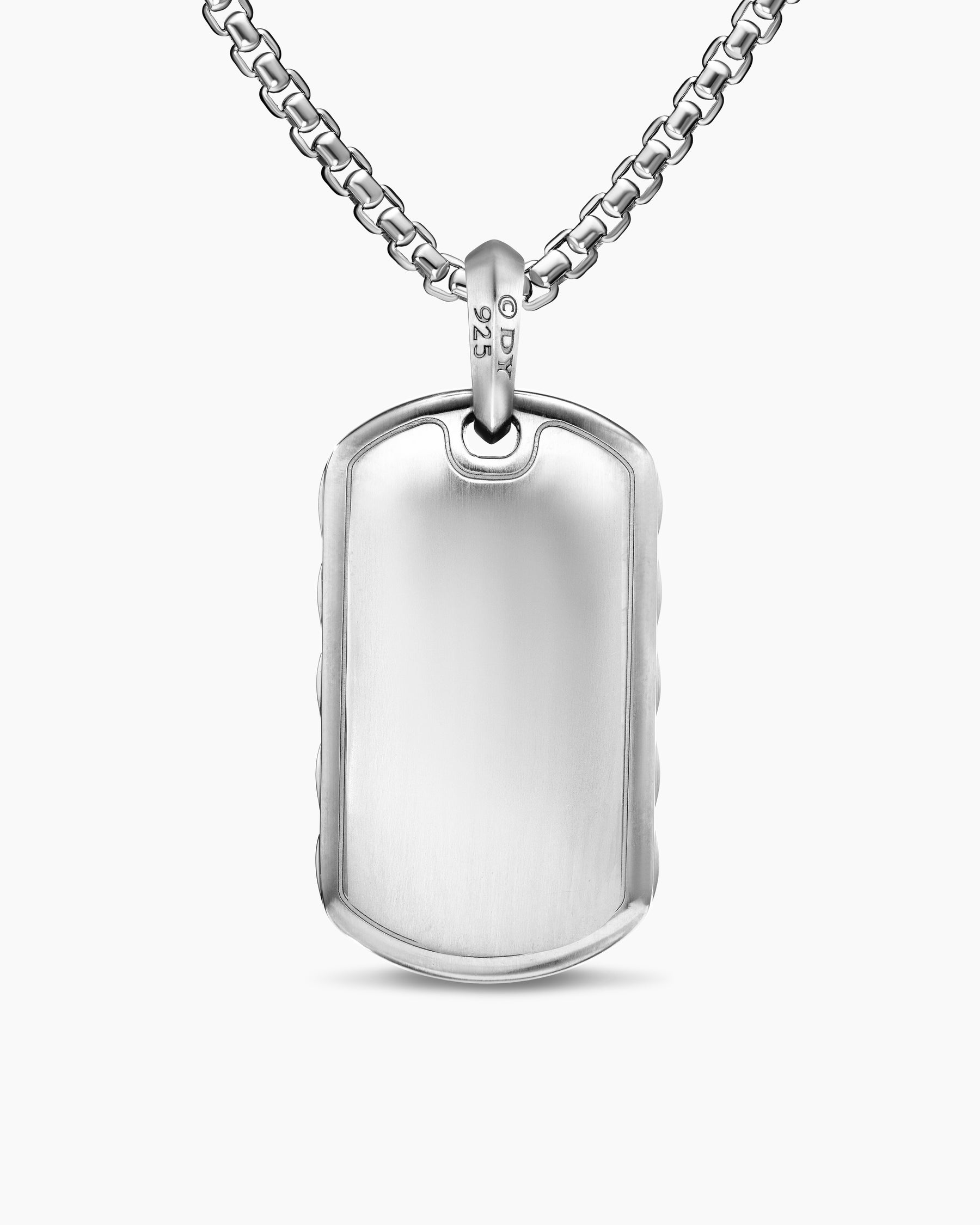 Sculpted Cable Tag in Sterling Silver with Diamonds, 35mm - Image 4