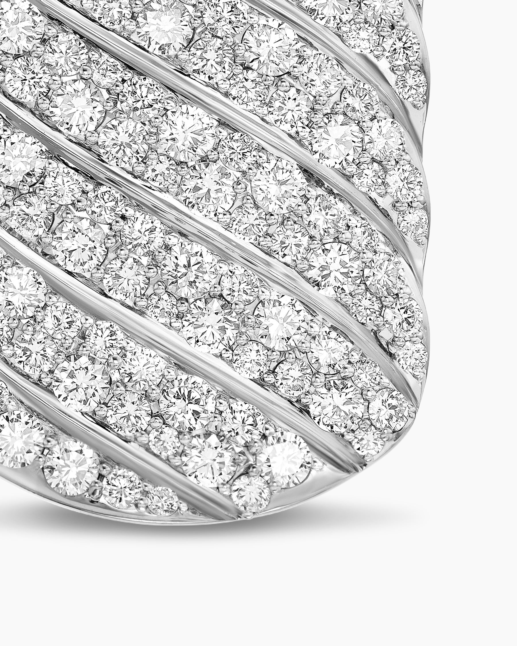 Sculpted Cable Tag in Sterling Silver with Diamonds, 35mm - Image 5