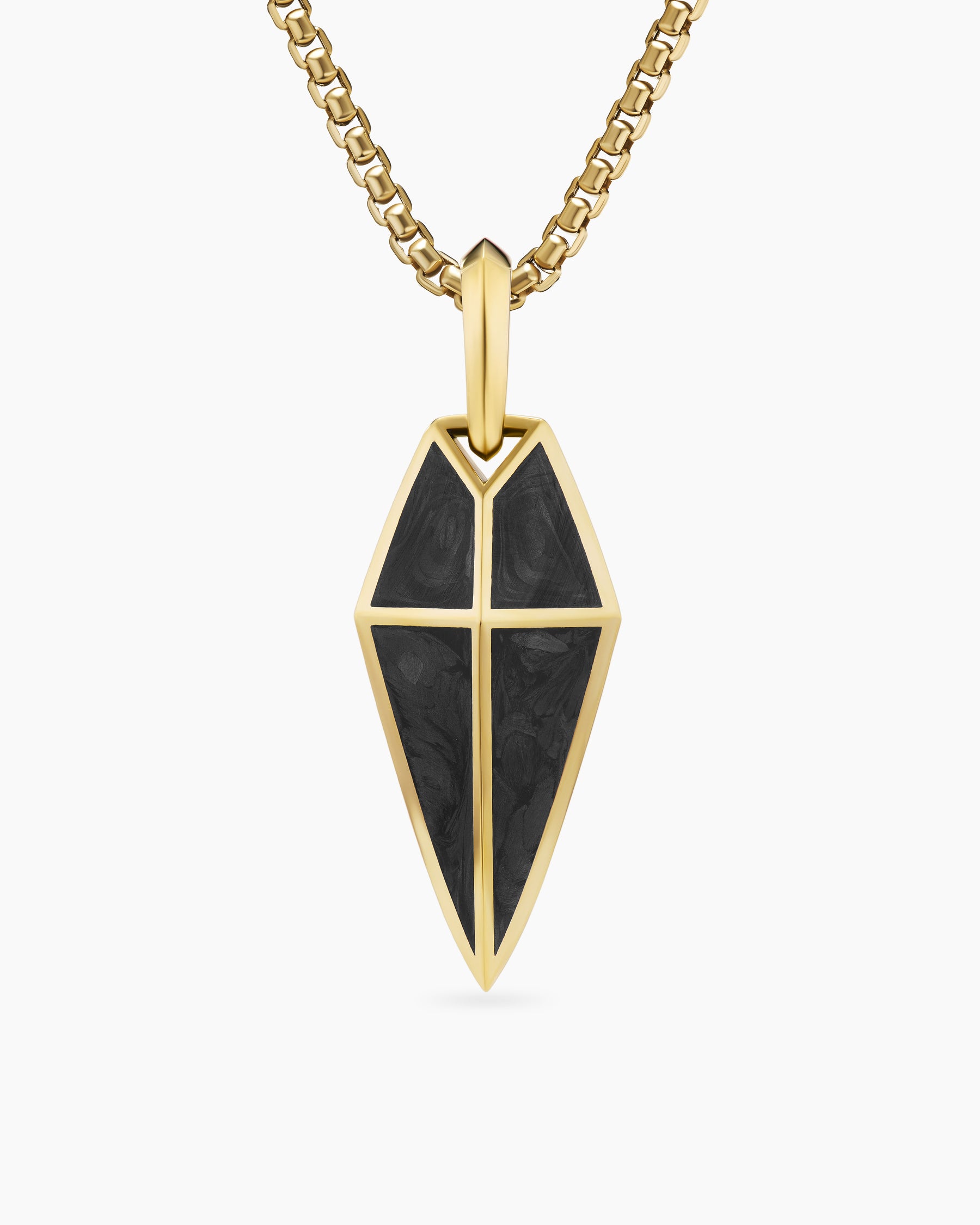 Spearpoint Amulet in 18K Yellow Gold with Forged Carbon, 27mm