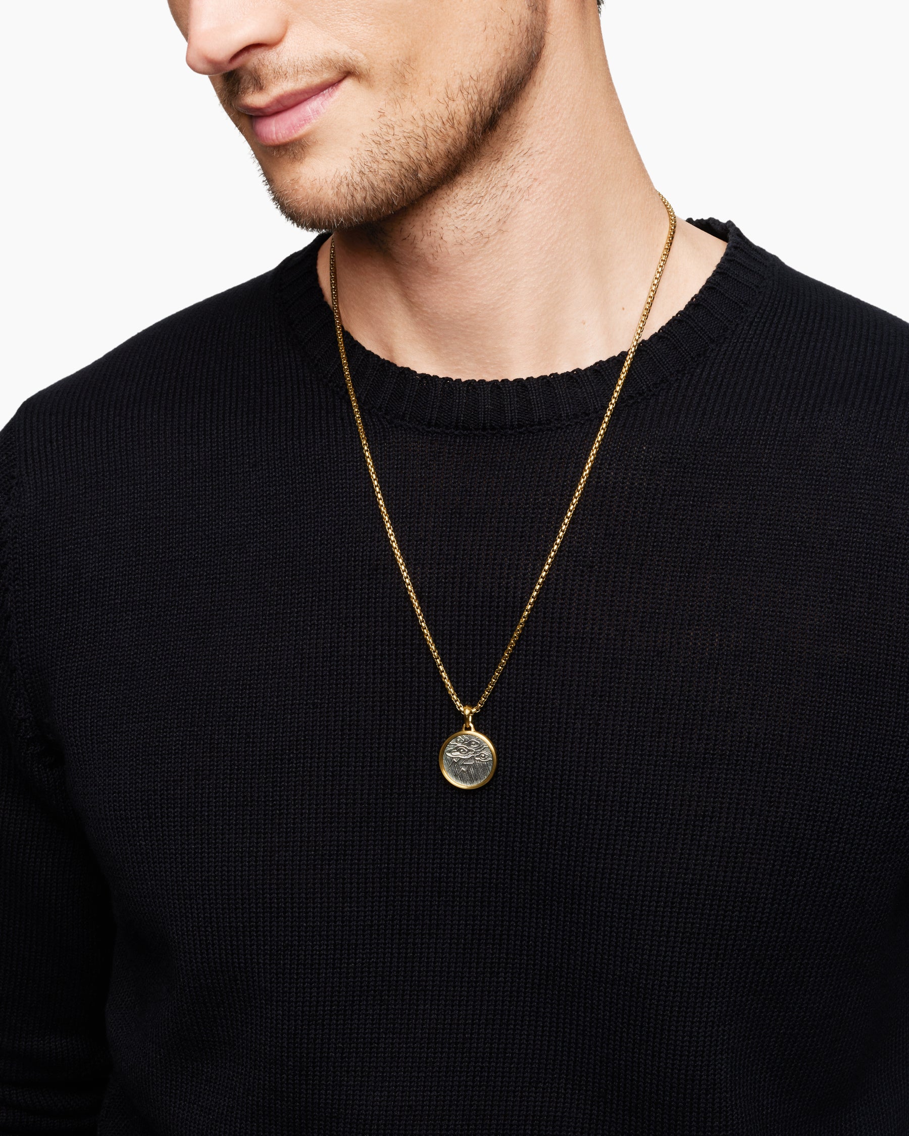 Storm Duality Amulet in Sterling Silver with 18K Yellow Gold, 23.6mm - Image 8