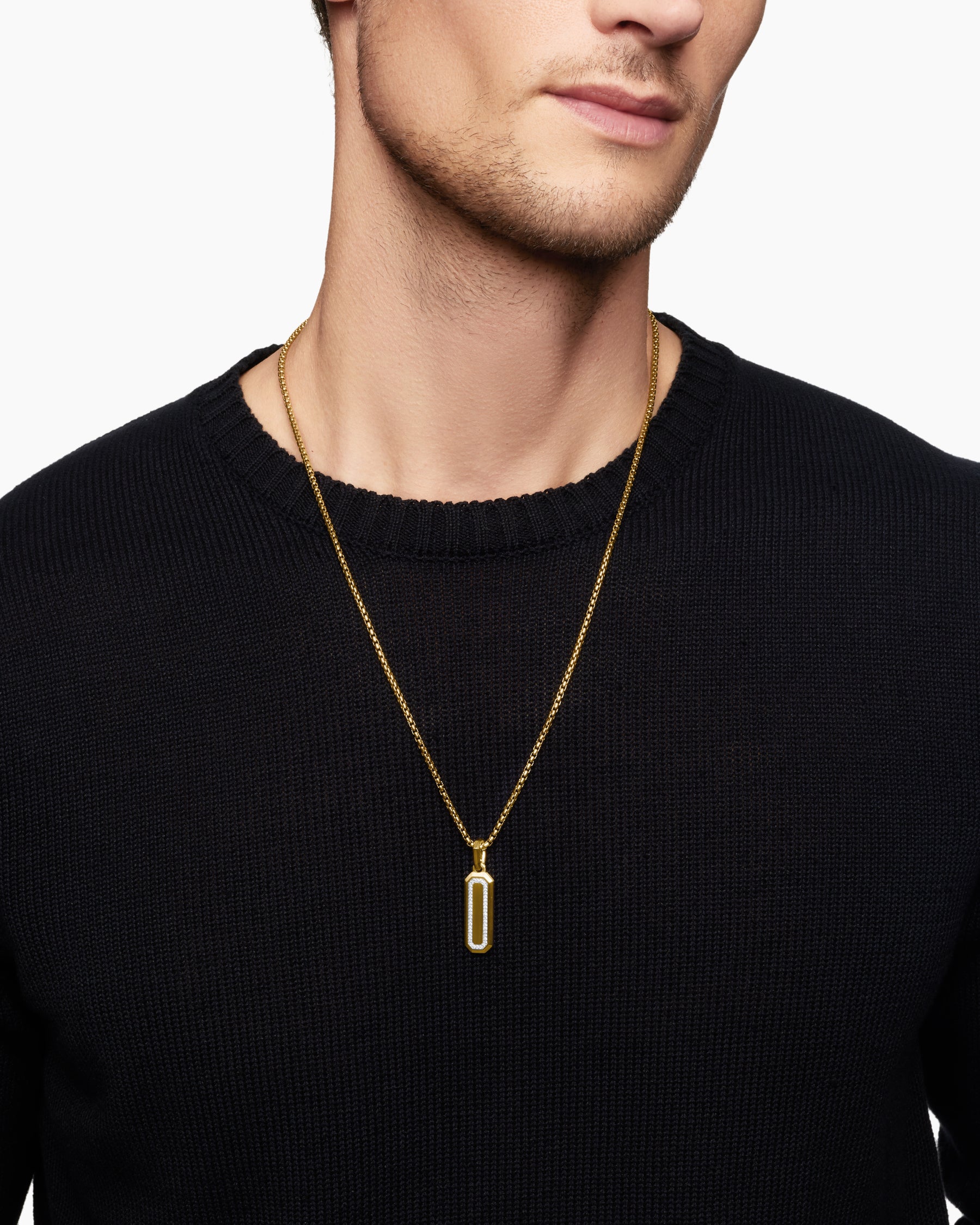 Streamline Amulet in 18K Yellow Gold with Diamonds, 28mm - Image 7