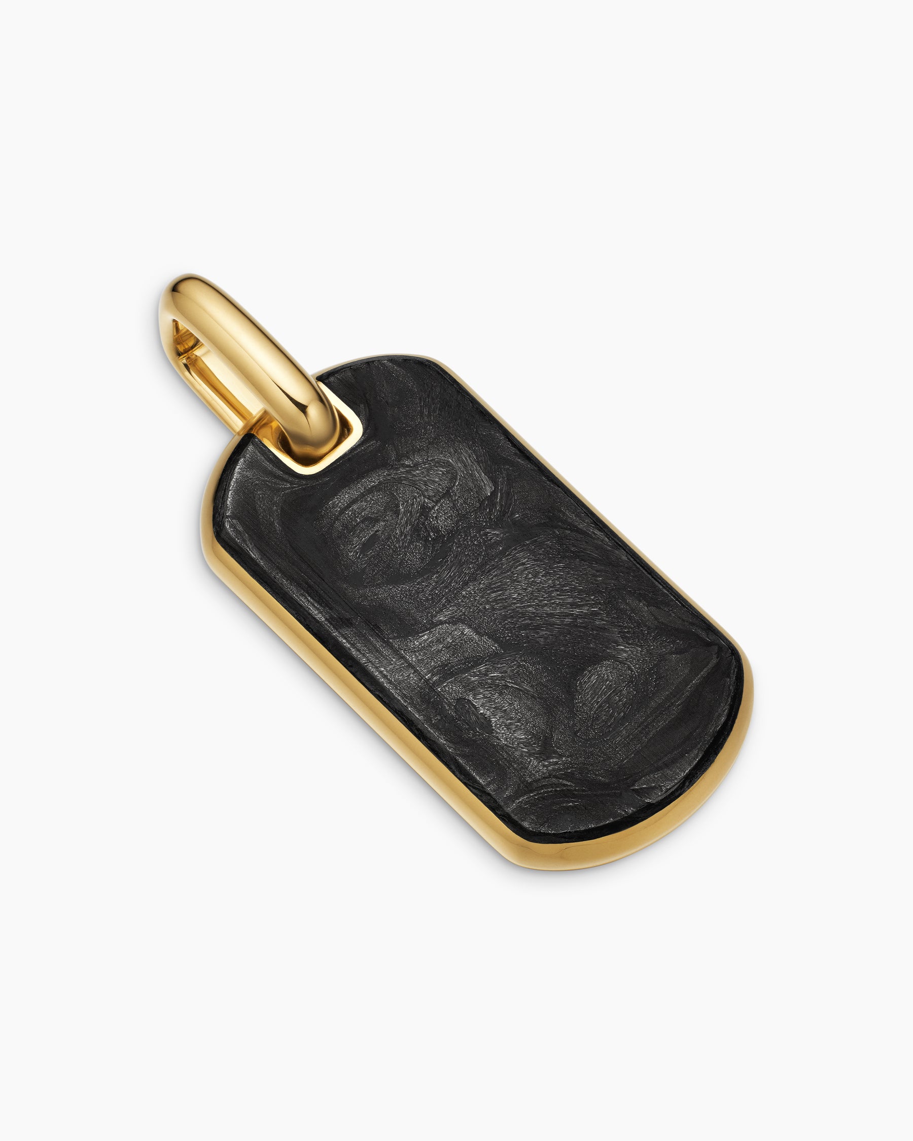 Streamline Tag in 18K Yellow Gold with Forged Carbon, 27mm - Image 3