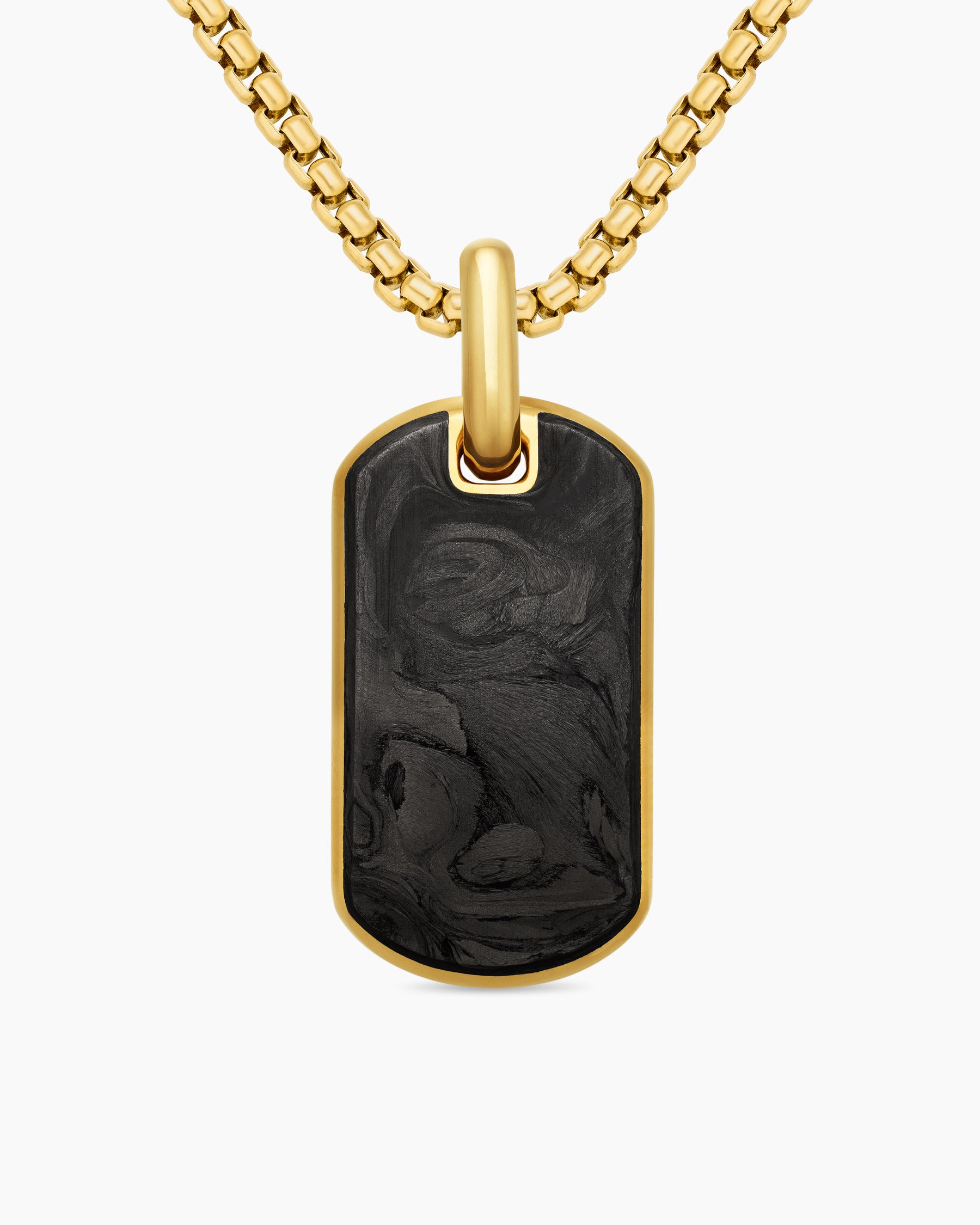 Streamline Tag in 18K Yellow Gold with Forged Carbon, 27mm