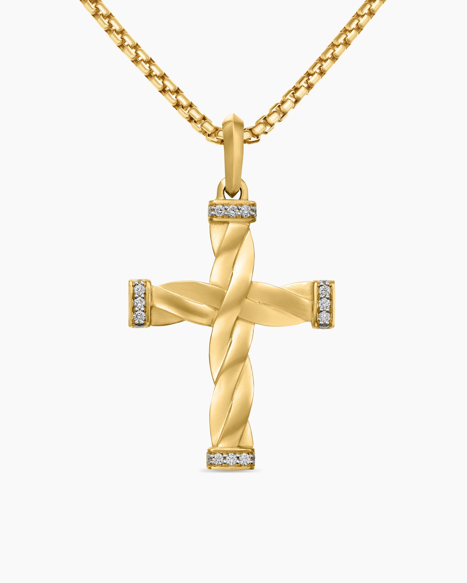 DY Helios Cross Pendant in 18K Yellow Gold with Diamonds, 36mm