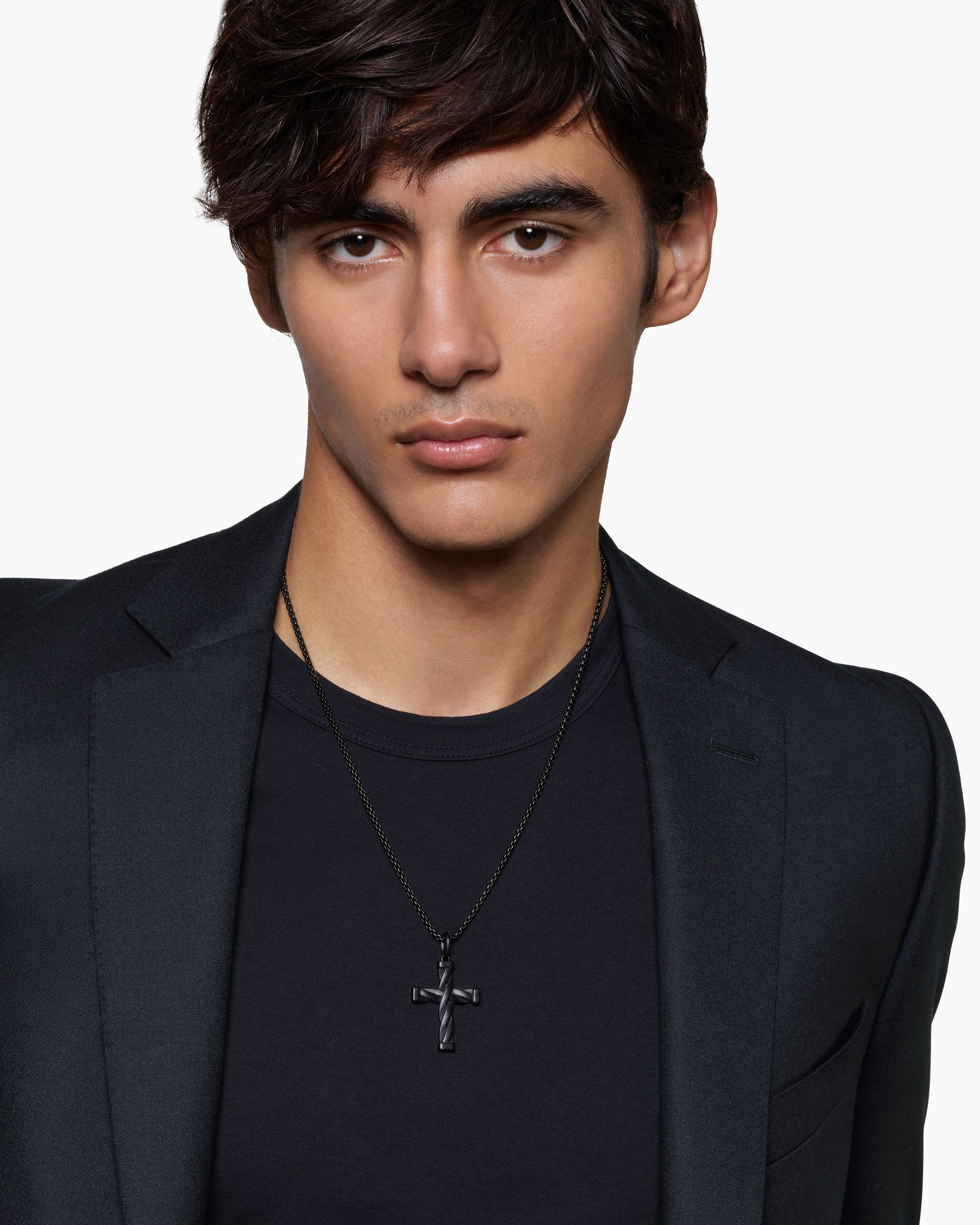 Alternative view of DY Helios Cross Pendant in Black Titanium, 36mm