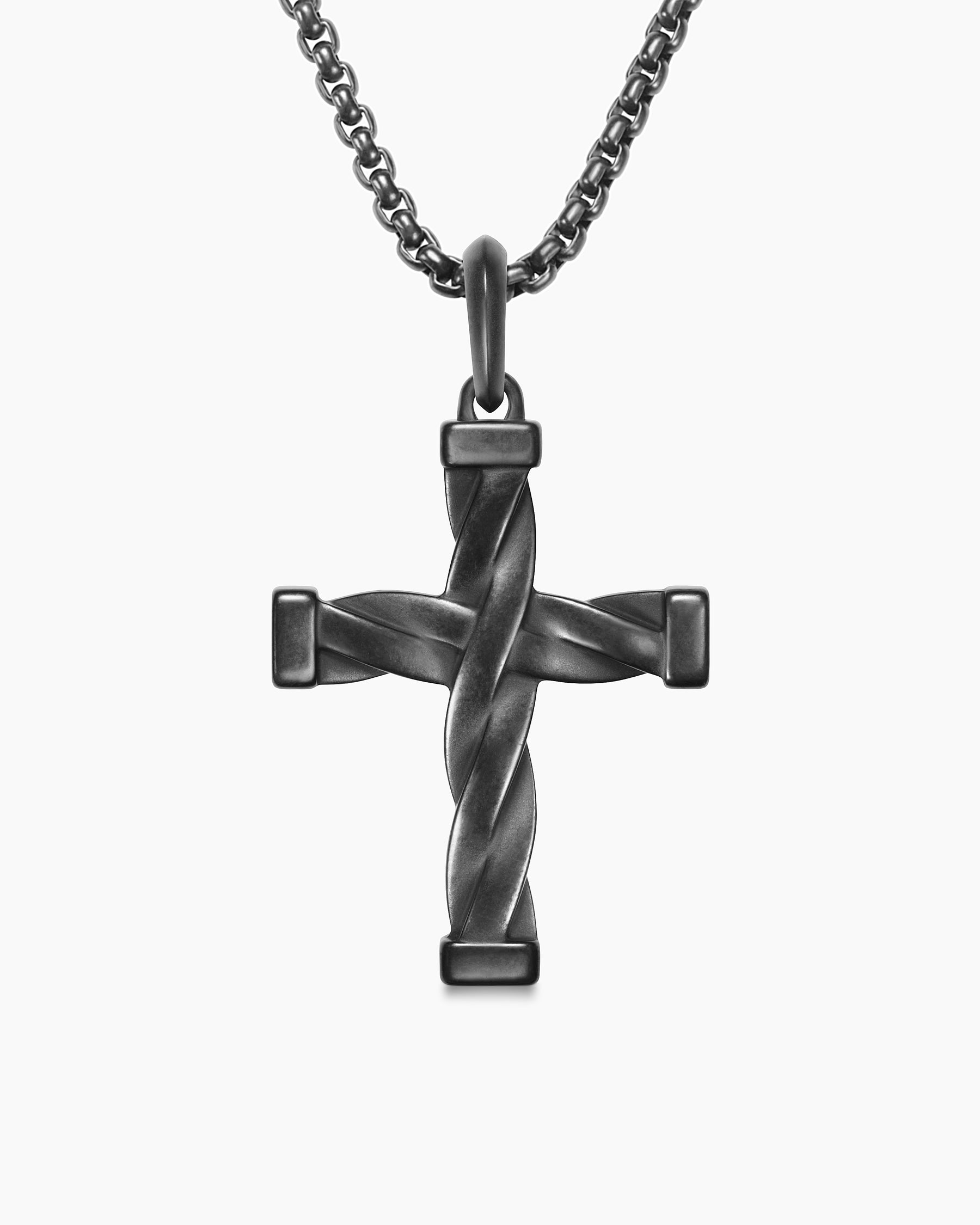 DY Helios Cross Pendant in Black Titanium, 36mm