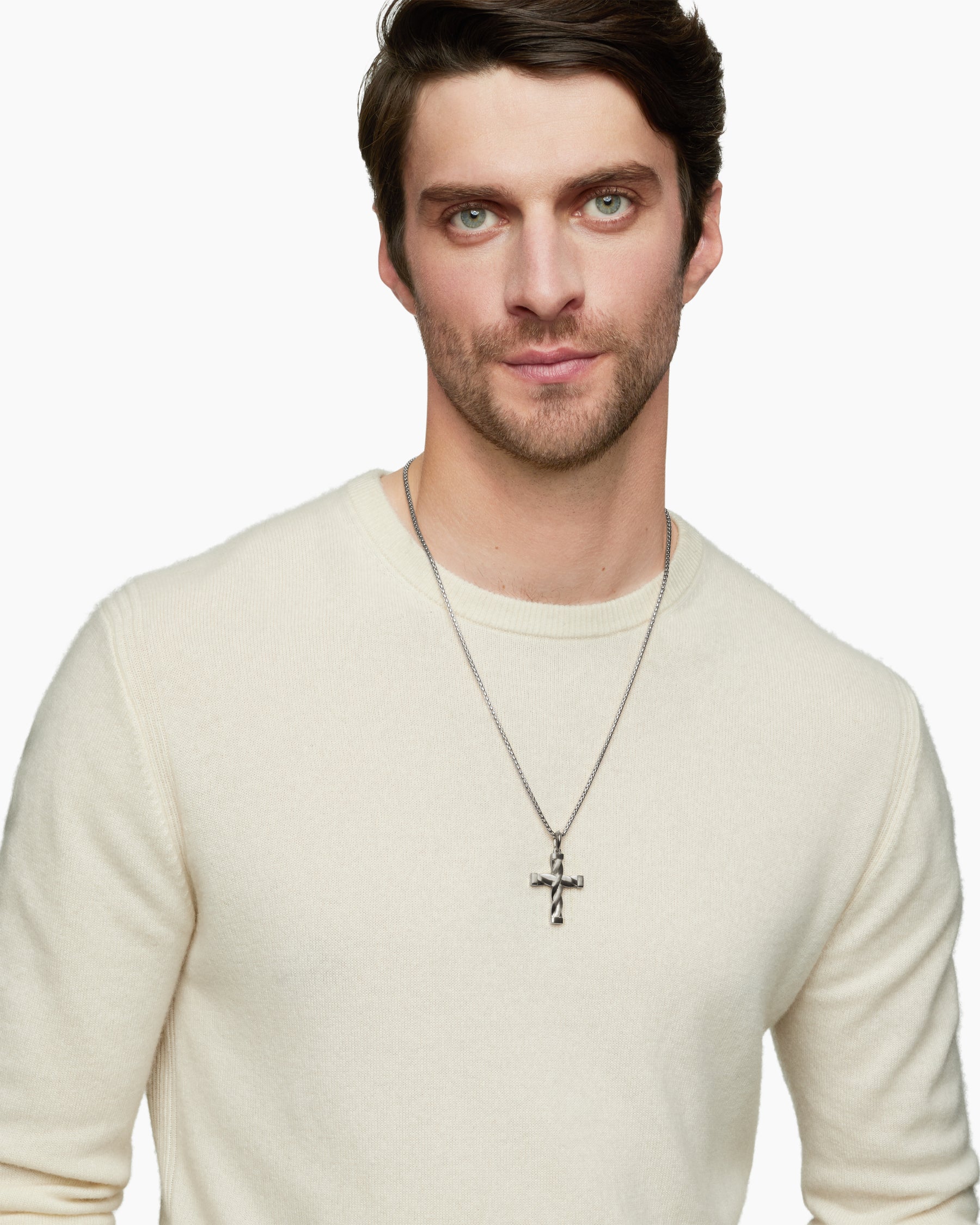 Alternative view of DY Helios Cross Pendant in Sterling Silver, 36mm