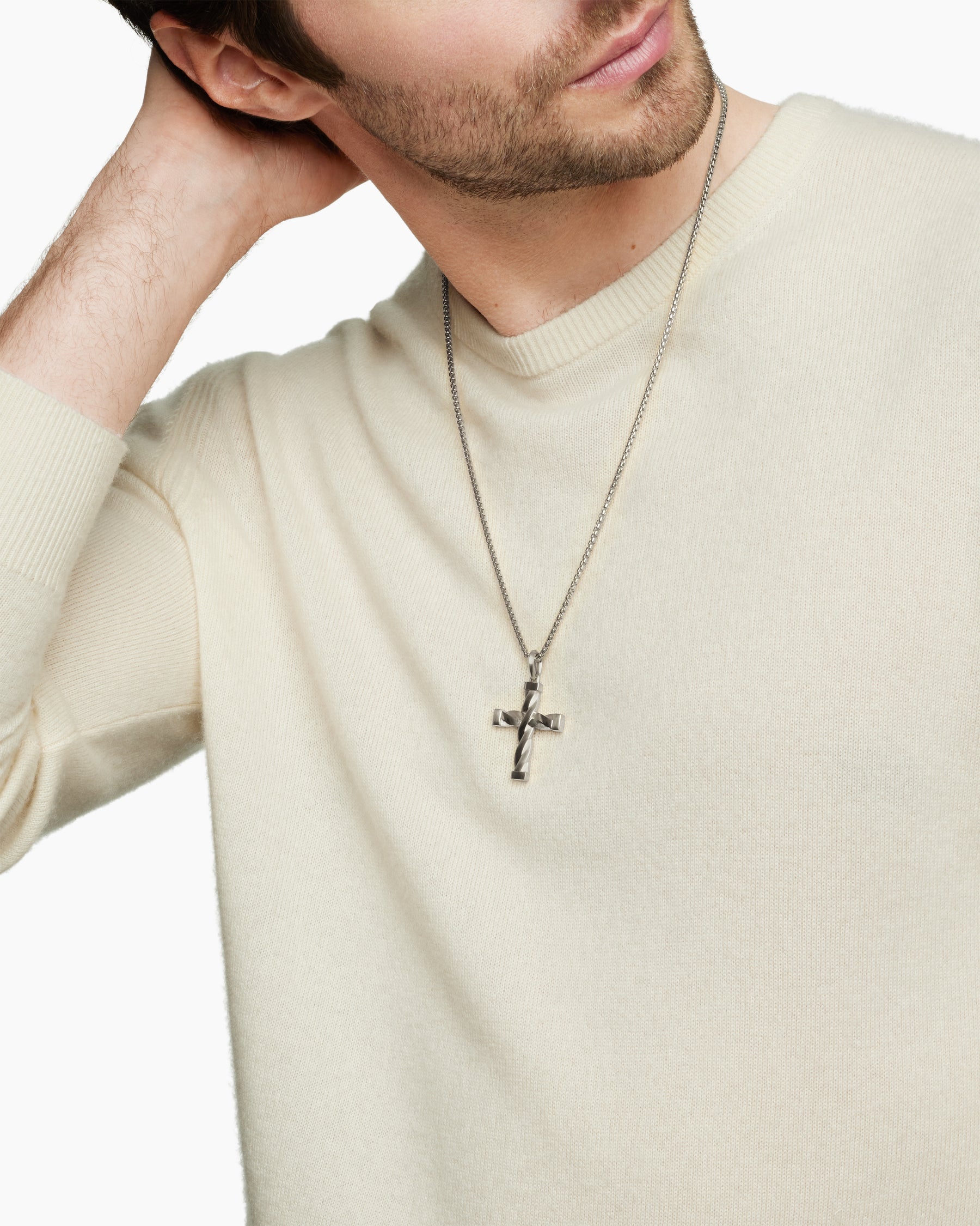 DY Helios Cross Pendant in Sterling Silver, 36mm - Image 7