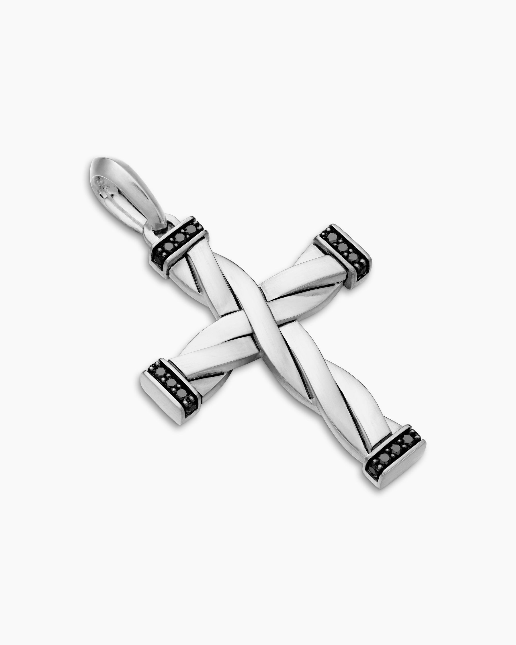 DY Helios Cross Pendant in Sterling Silver with Black Diamonds, 36mm - Image 3