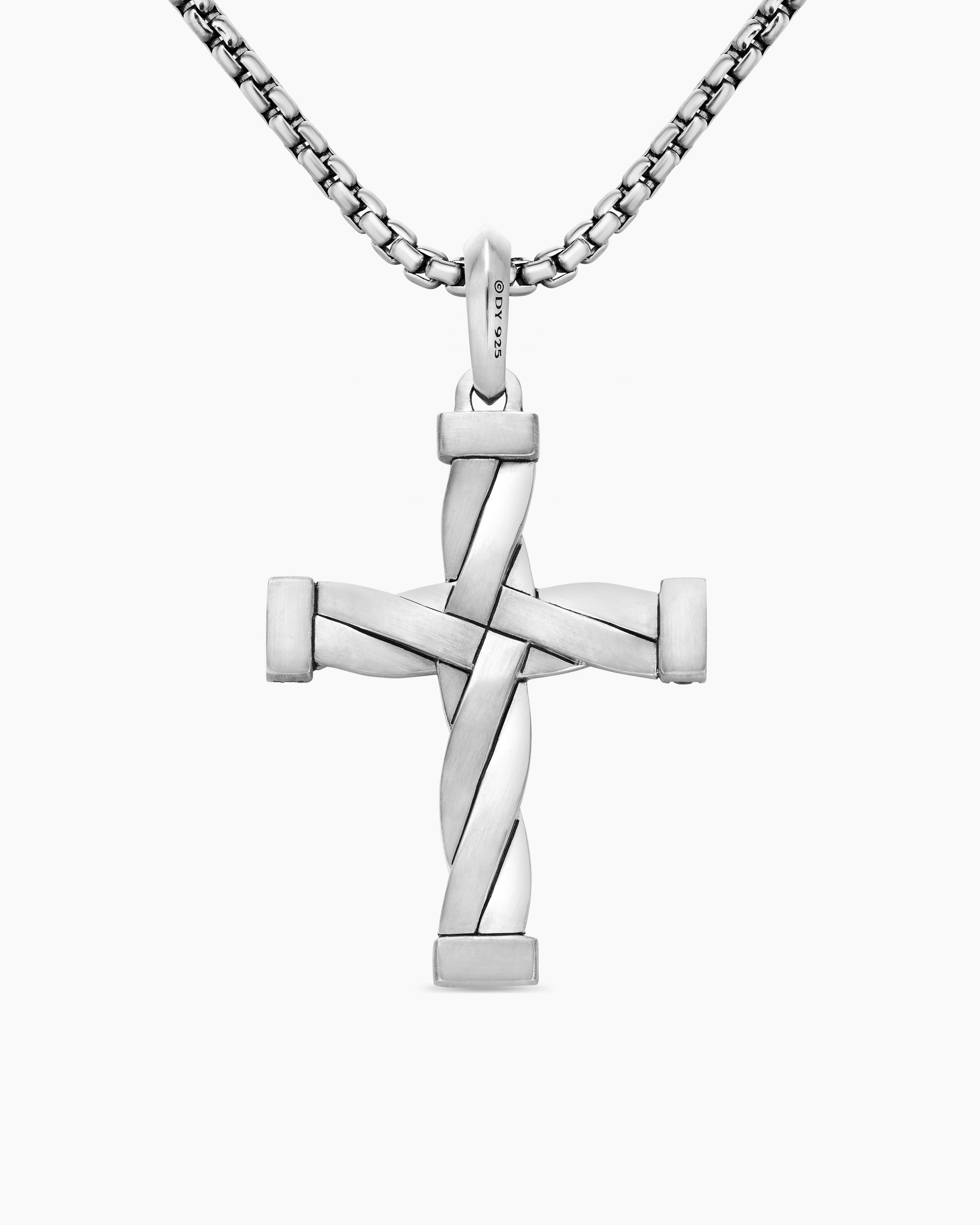 DY Helios Cross Pendant in Sterling Silver with Black Diamonds, 36mm - Image 4