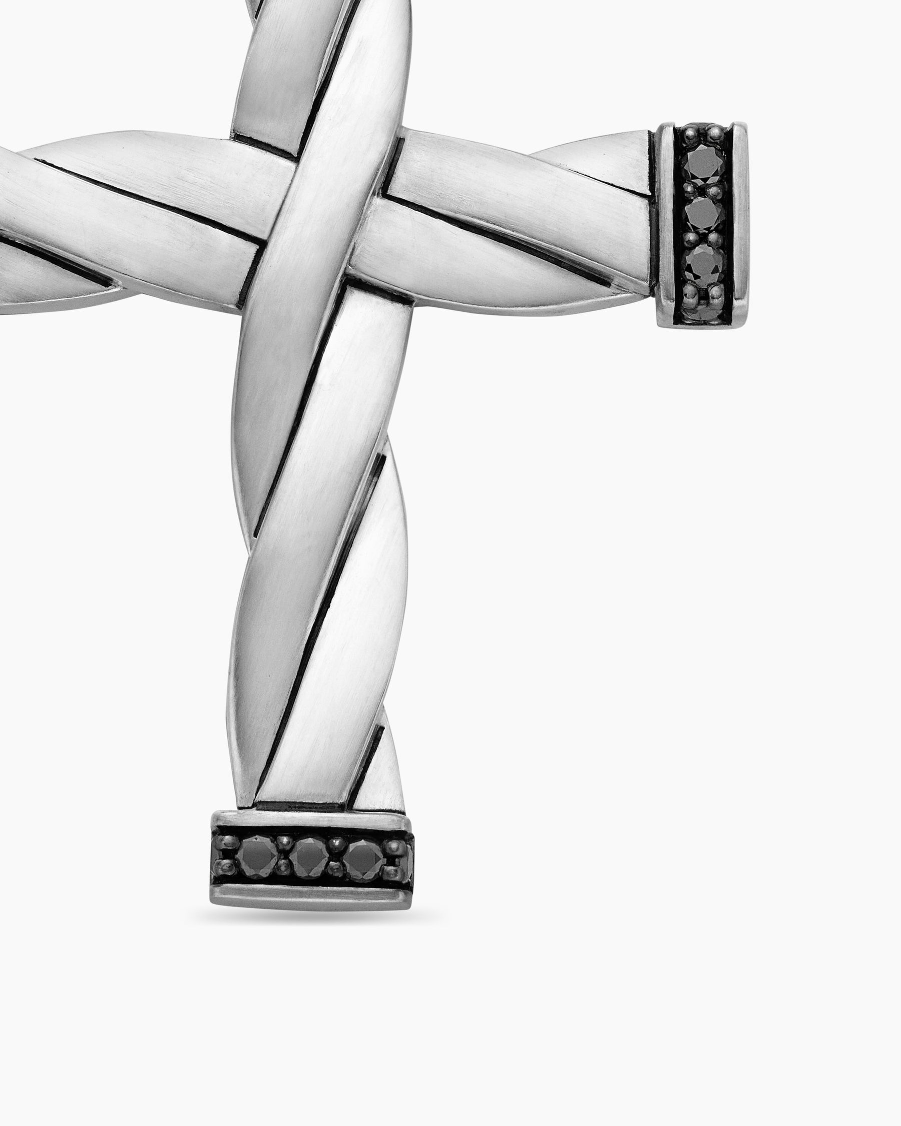 DY Helios Cross Pendant in Sterling Silver with Black Diamonds, 36mm - Image 5