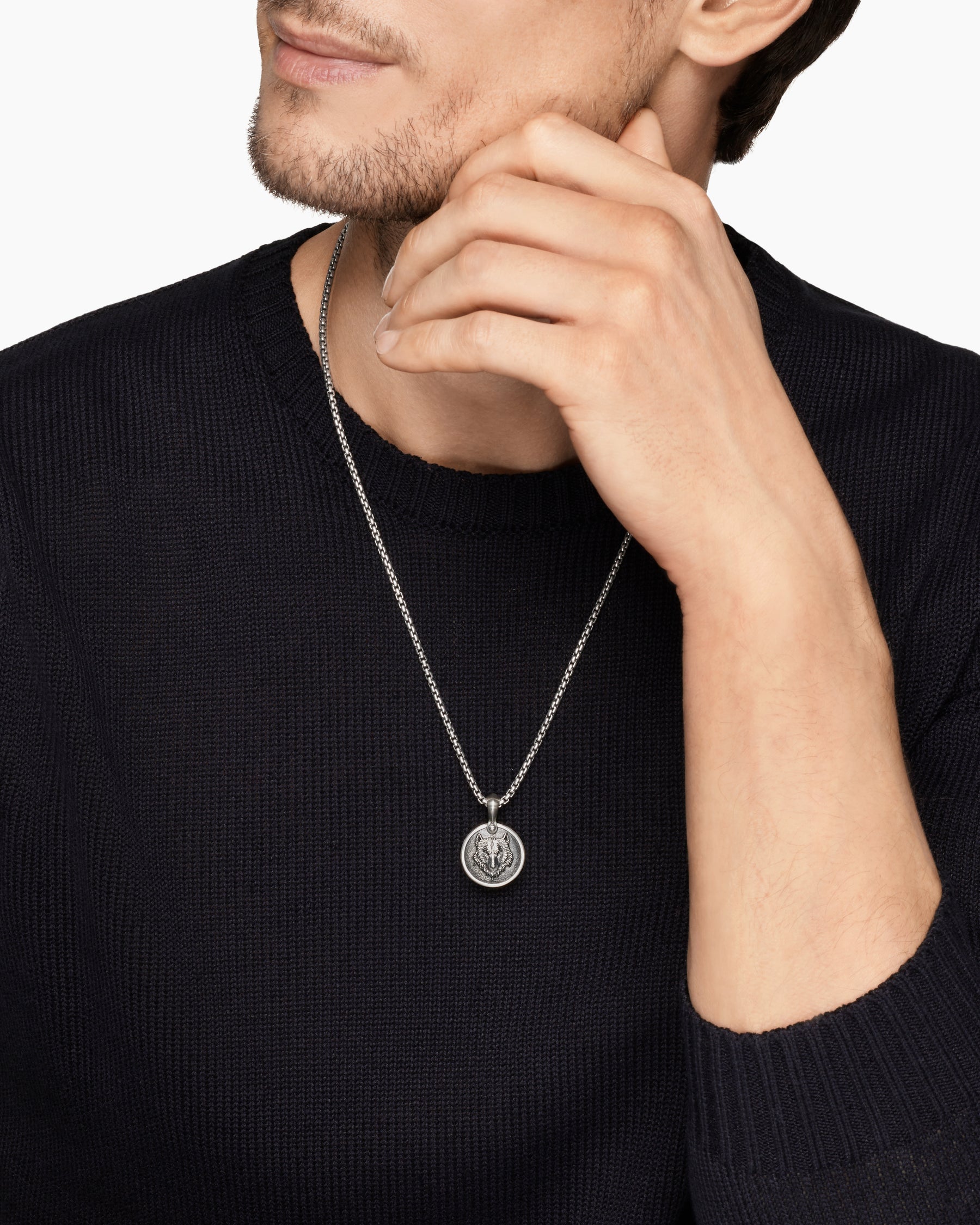 Alternative view of Petrvs Wolf Amulet in Sterling Silver, 21mm