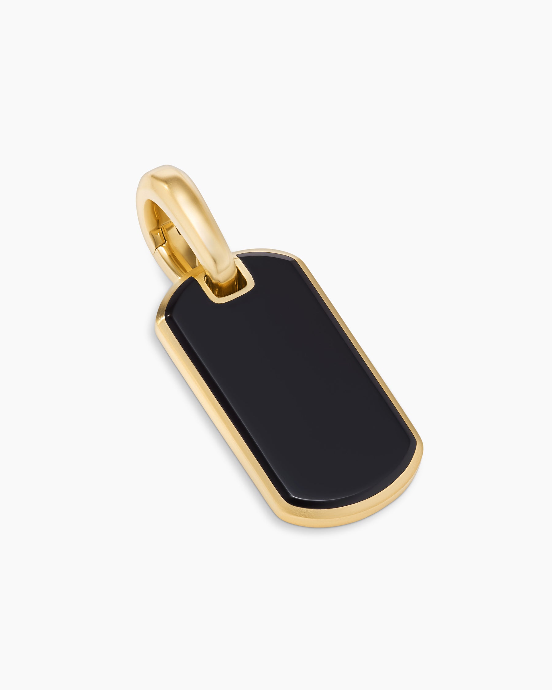 Chevron Tag in 18K Yellow Gold with Black Onyx, 21mm - Image 3