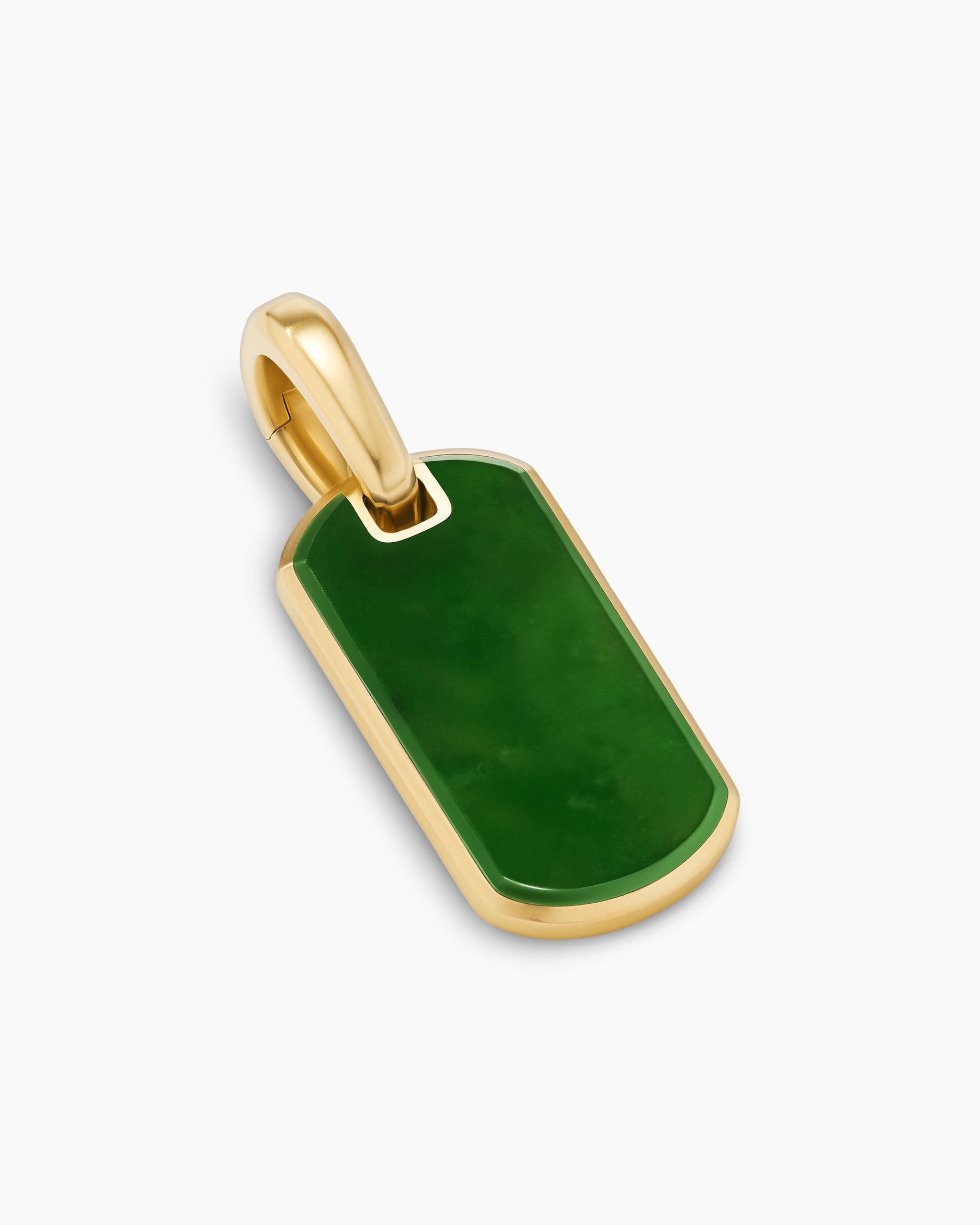 Chevron Tag in 18K Yellow Gold with Nephrite Jade, 21mm - Image 3