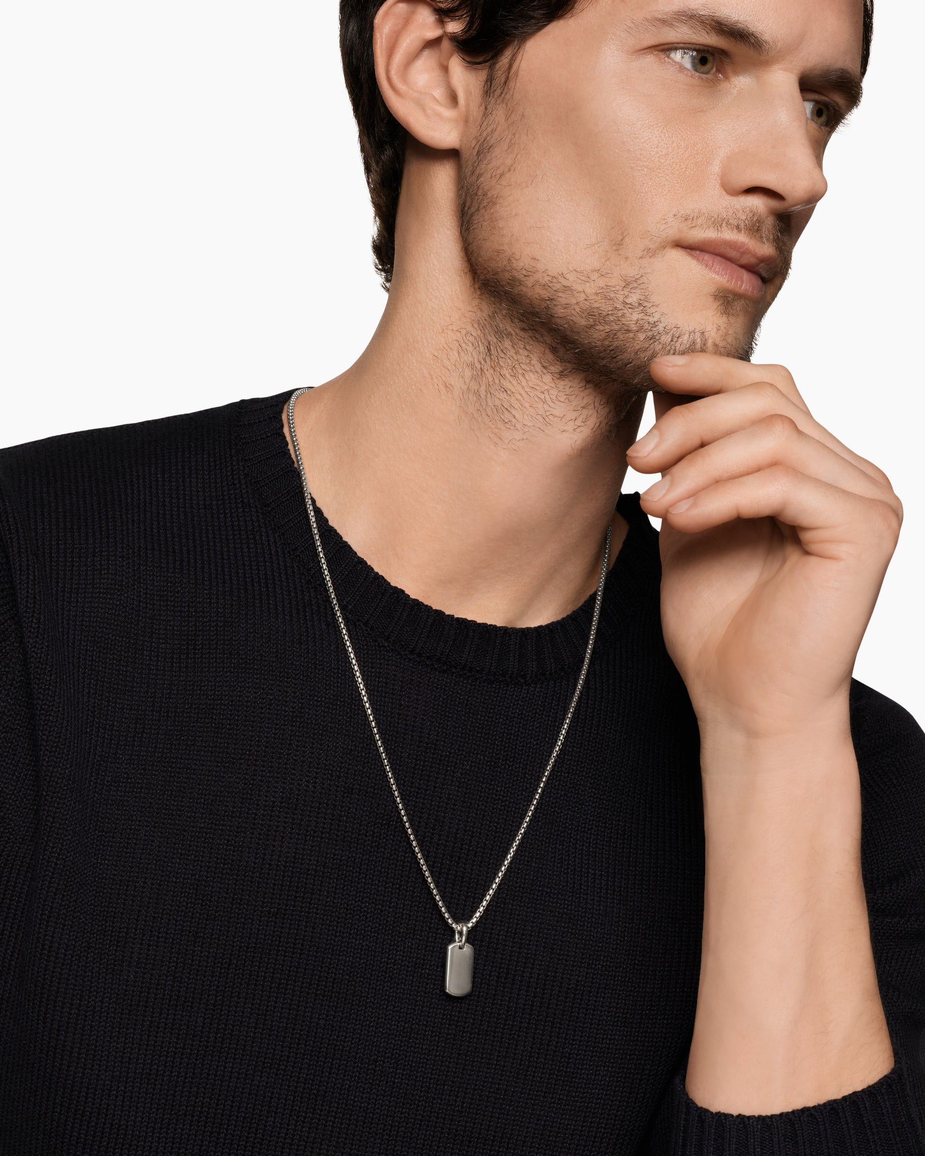 Alternative view of Chevron Tag in Sterling Silver, 21mm