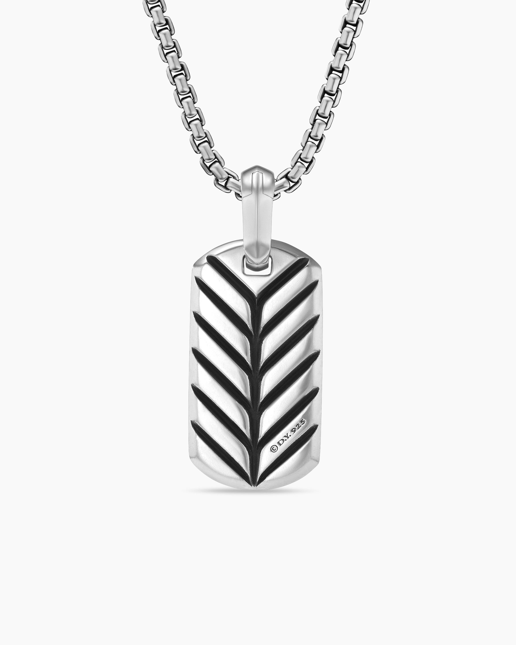 Chevron Tag in Sterling Silver with Black Diamonds, 21mm - Image 4