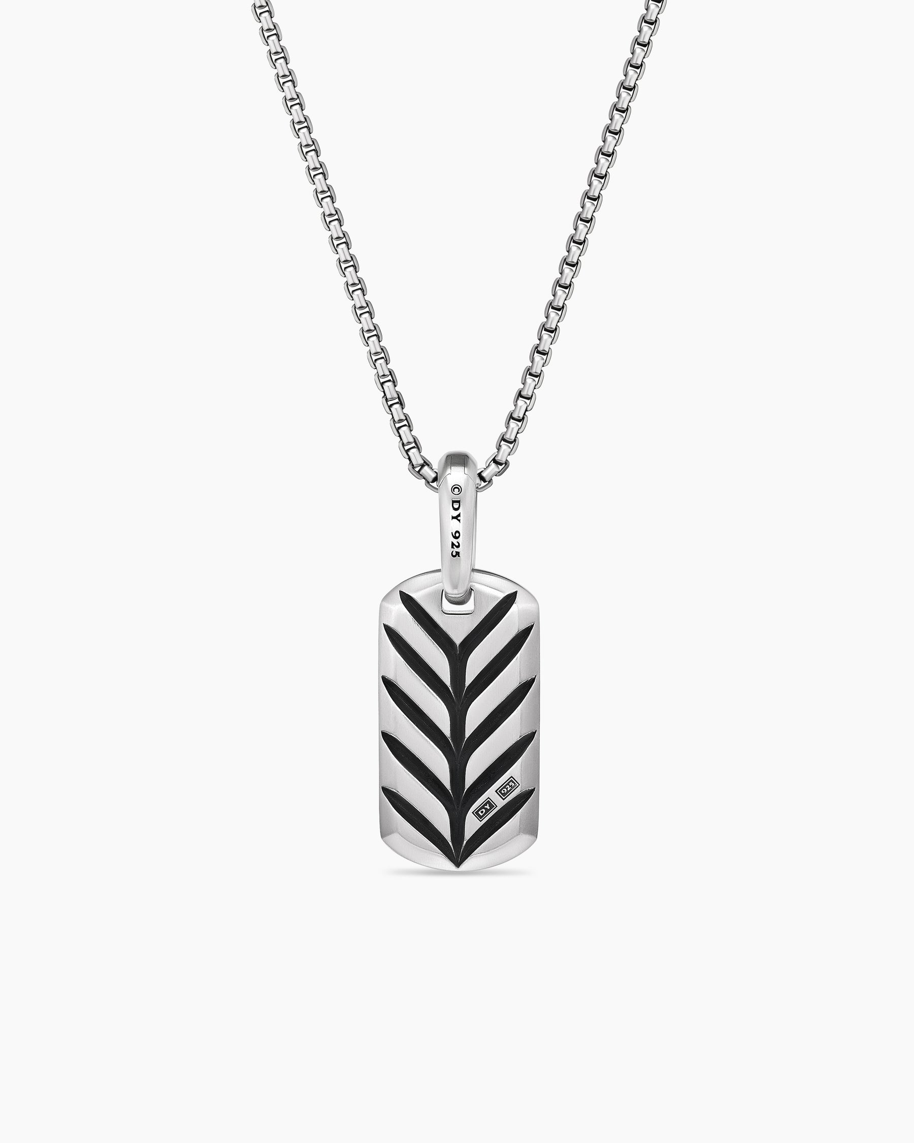 Chevron Tag in Sterling Silver with Diamonds, 21mm - Image 4