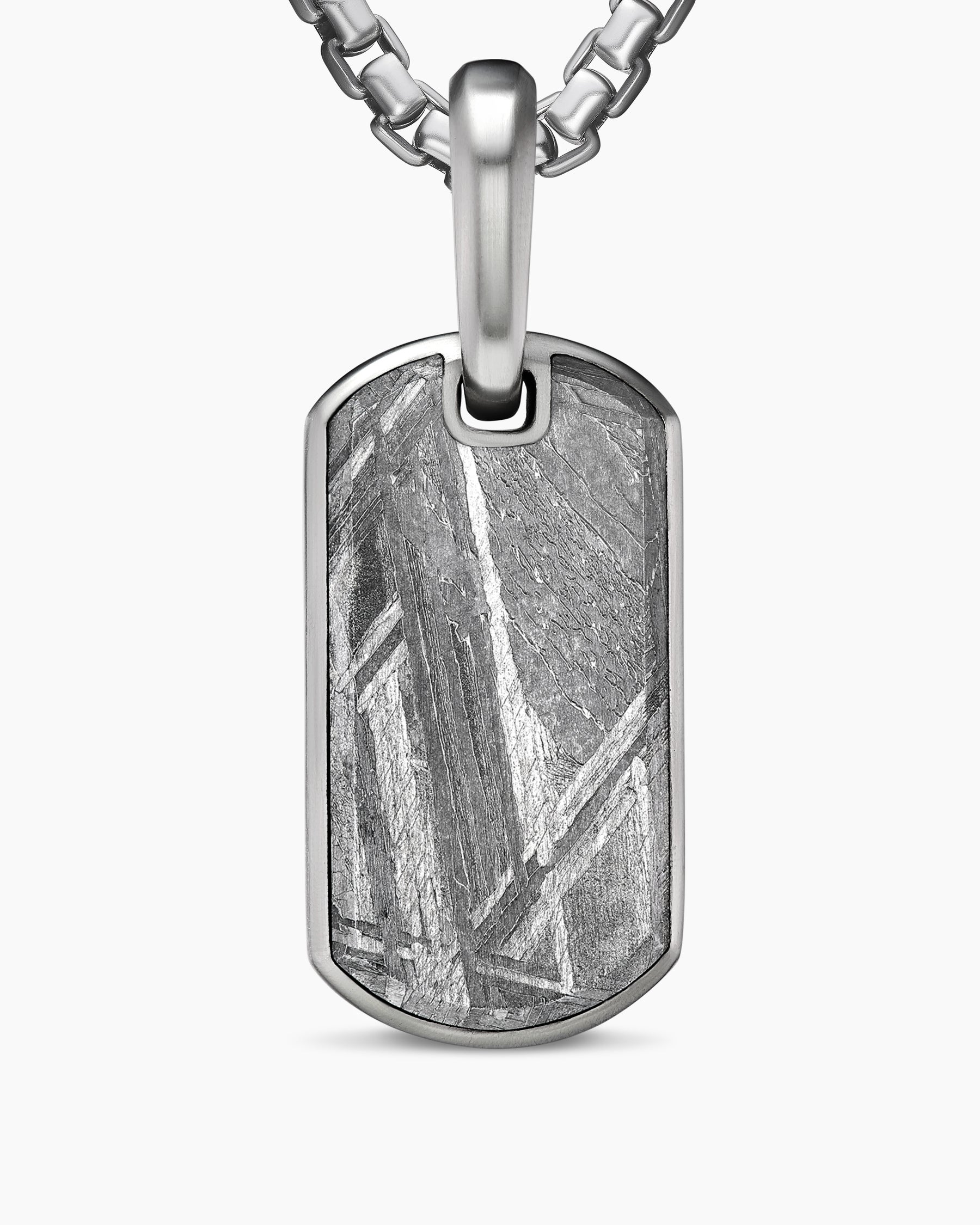 Chevron Tag in Sterling Silver with Meteorite, 21mm - Image 5