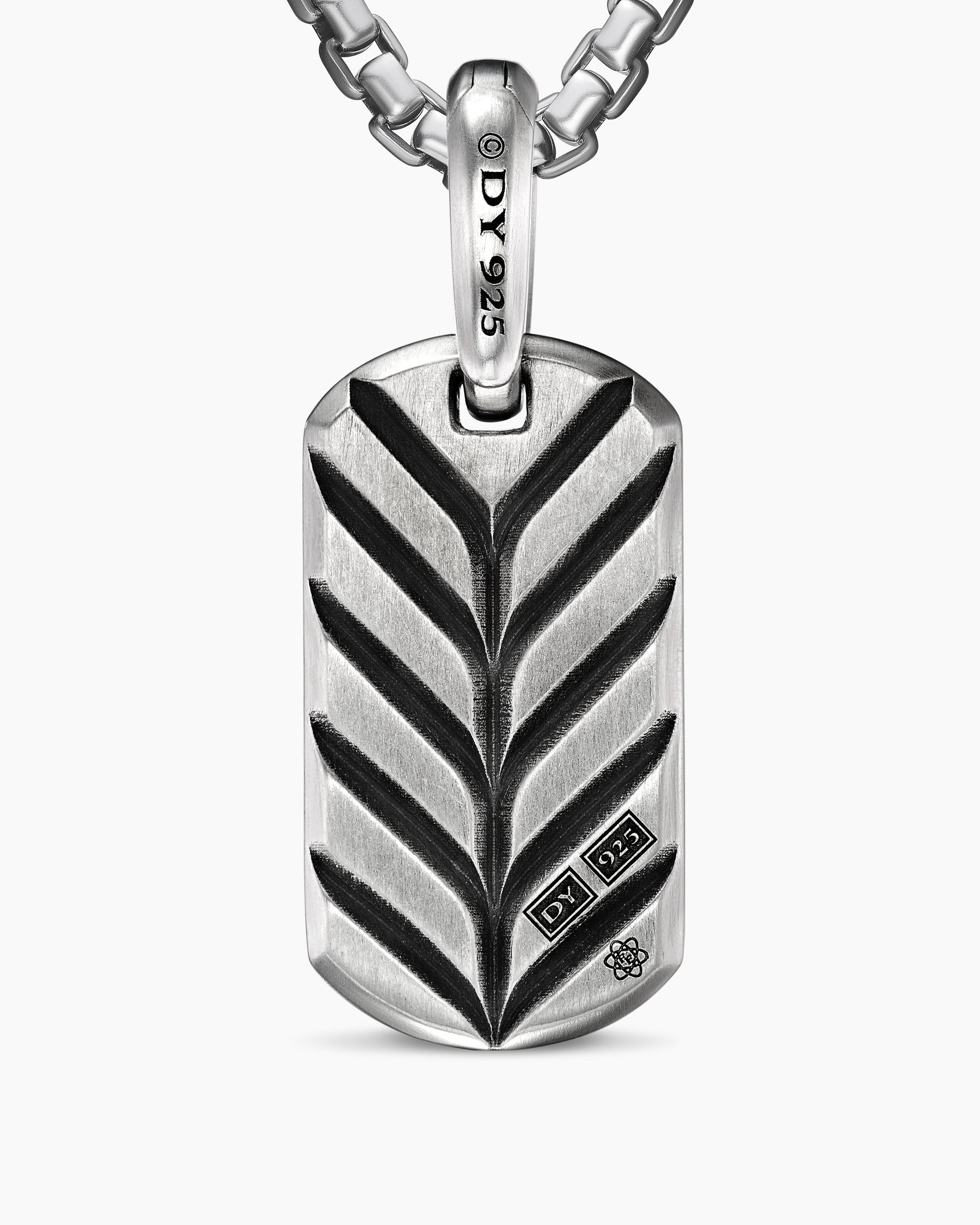 Chevron Tag in Sterling Silver with Meteorite, 21mm - Image 6
