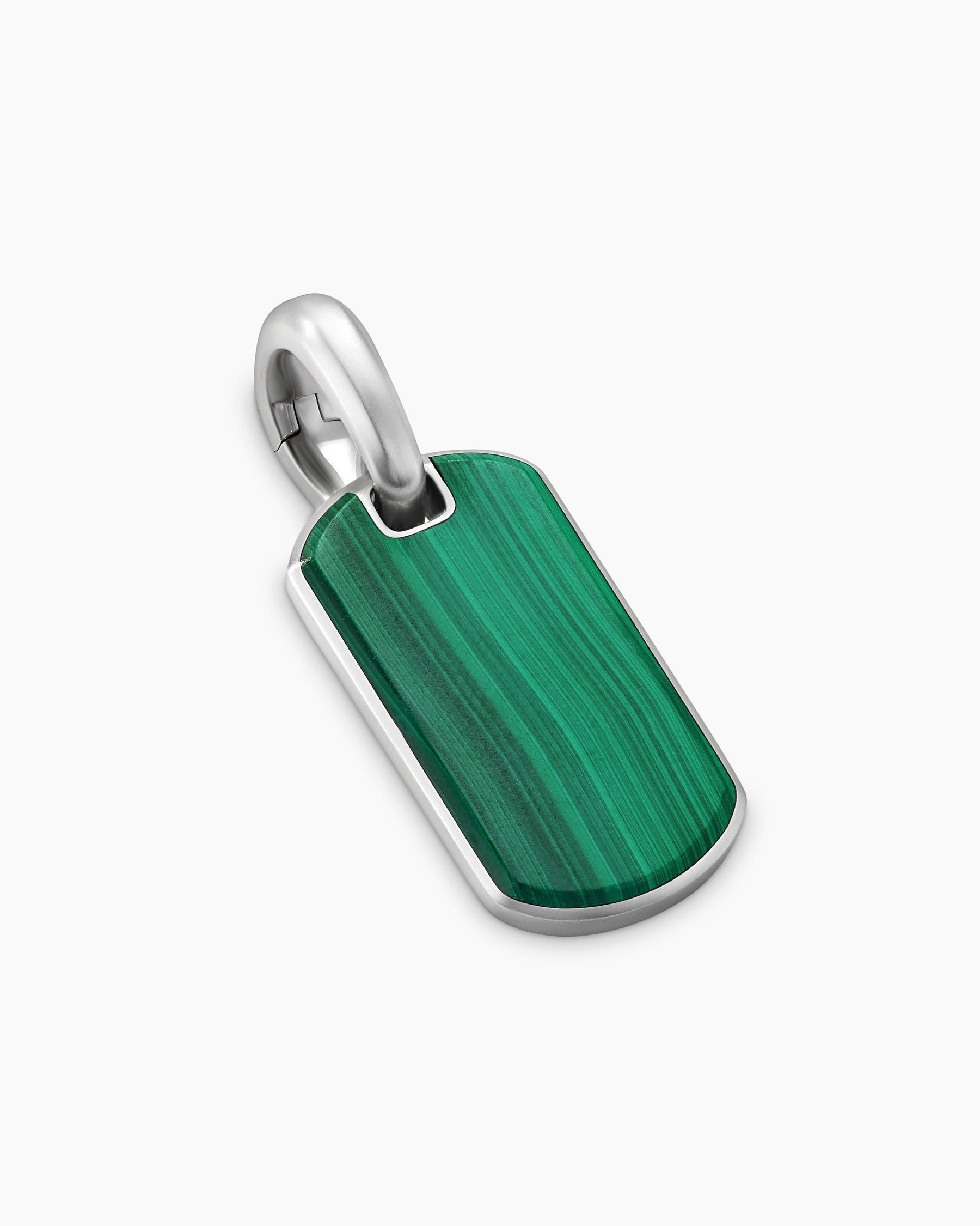 Chevron Tag in Sterling Silver with Malachite, 21mm - Image 3