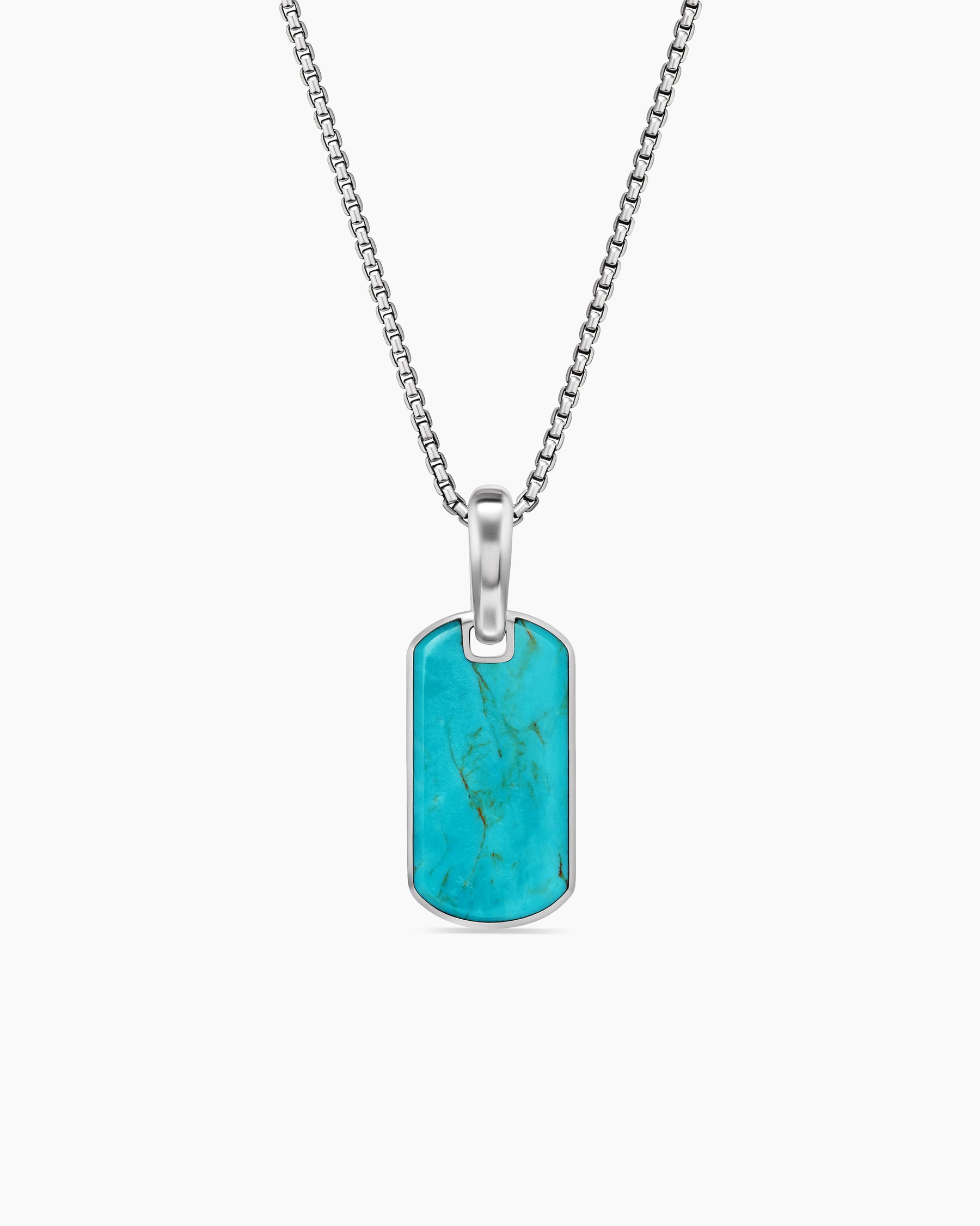 Chevron Tag in Sterling Silver with American Turquoise, 21mm