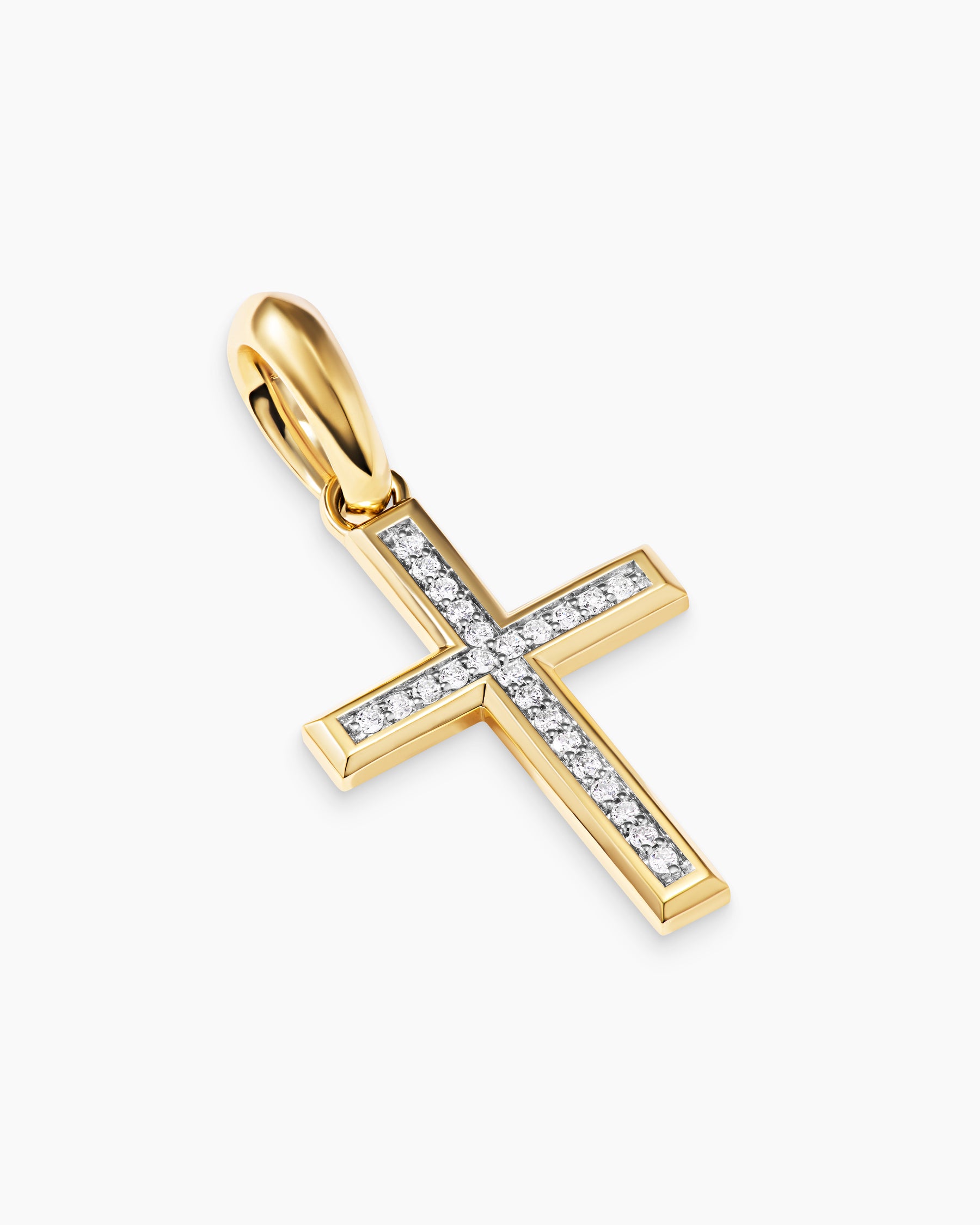 Cross Pendant in 18K Yellow Gold with Diamonds, 24mm - Image 3
