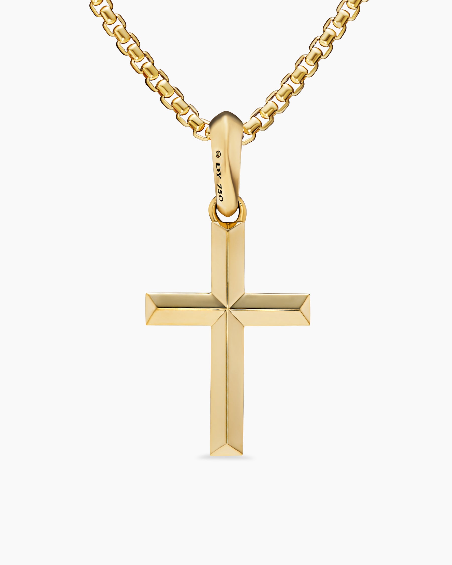 Cross Pendant in 18K Yellow Gold with Diamonds, 24mm - Image 4