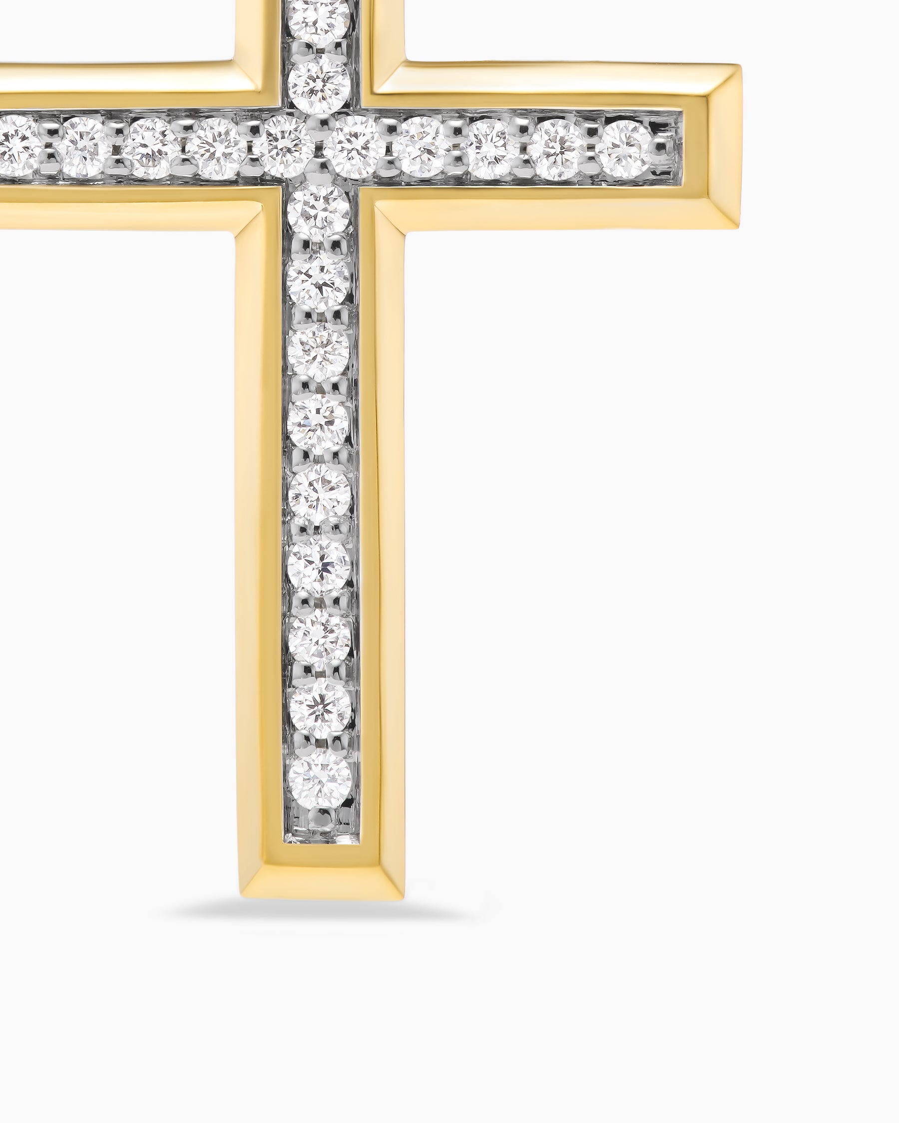 Cross Pendant in 18K Yellow Gold with Diamonds, 24mm - Image 5