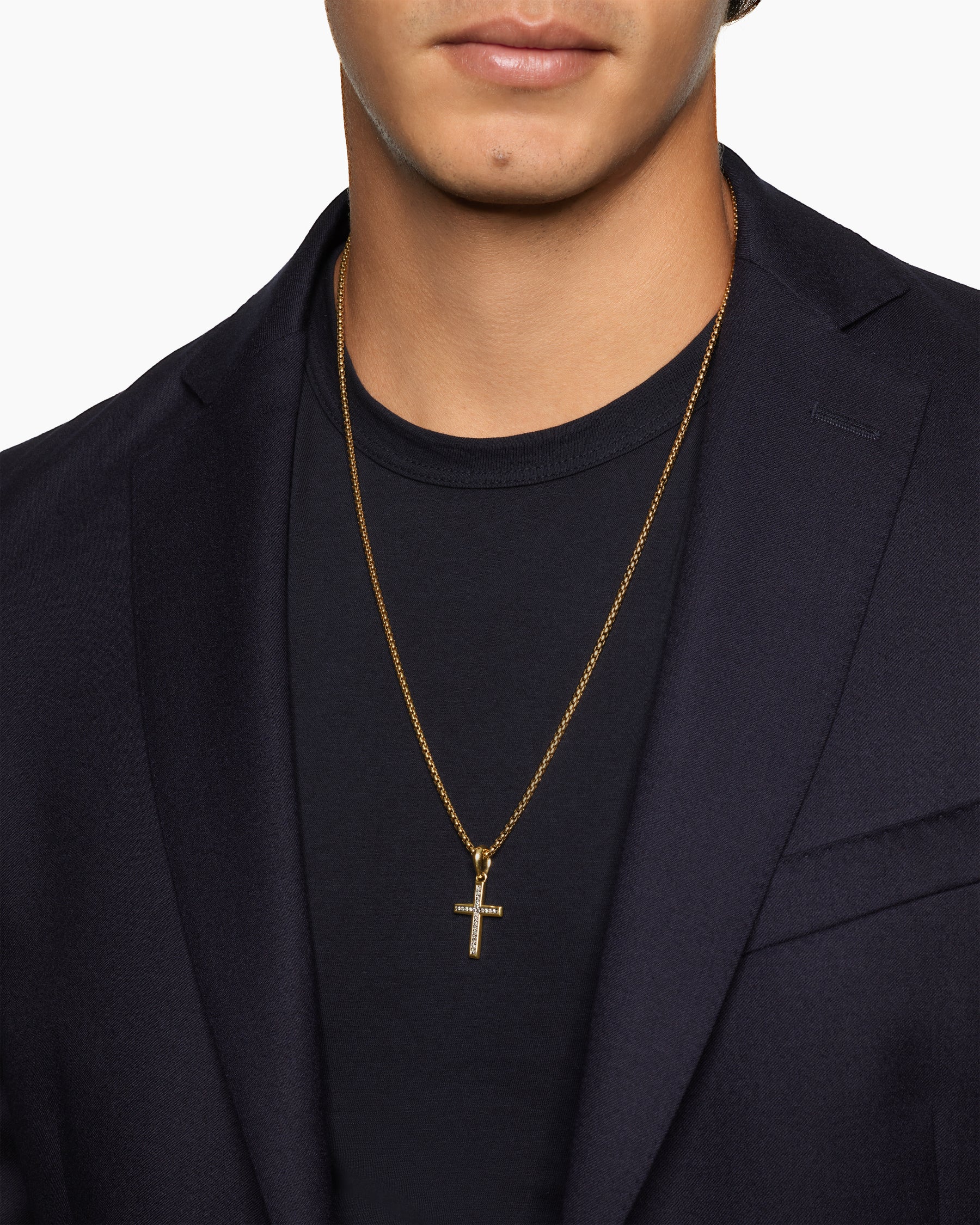 Alternative view of Cross Pendant in 18K Yellow Gold with Diamonds, 24mm