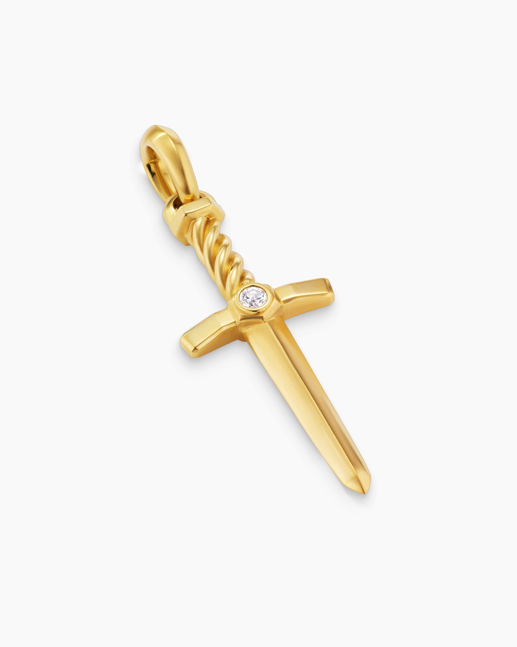Sword Amulet in 18K Yellow Gold with Diamond, 45mm - Image 3