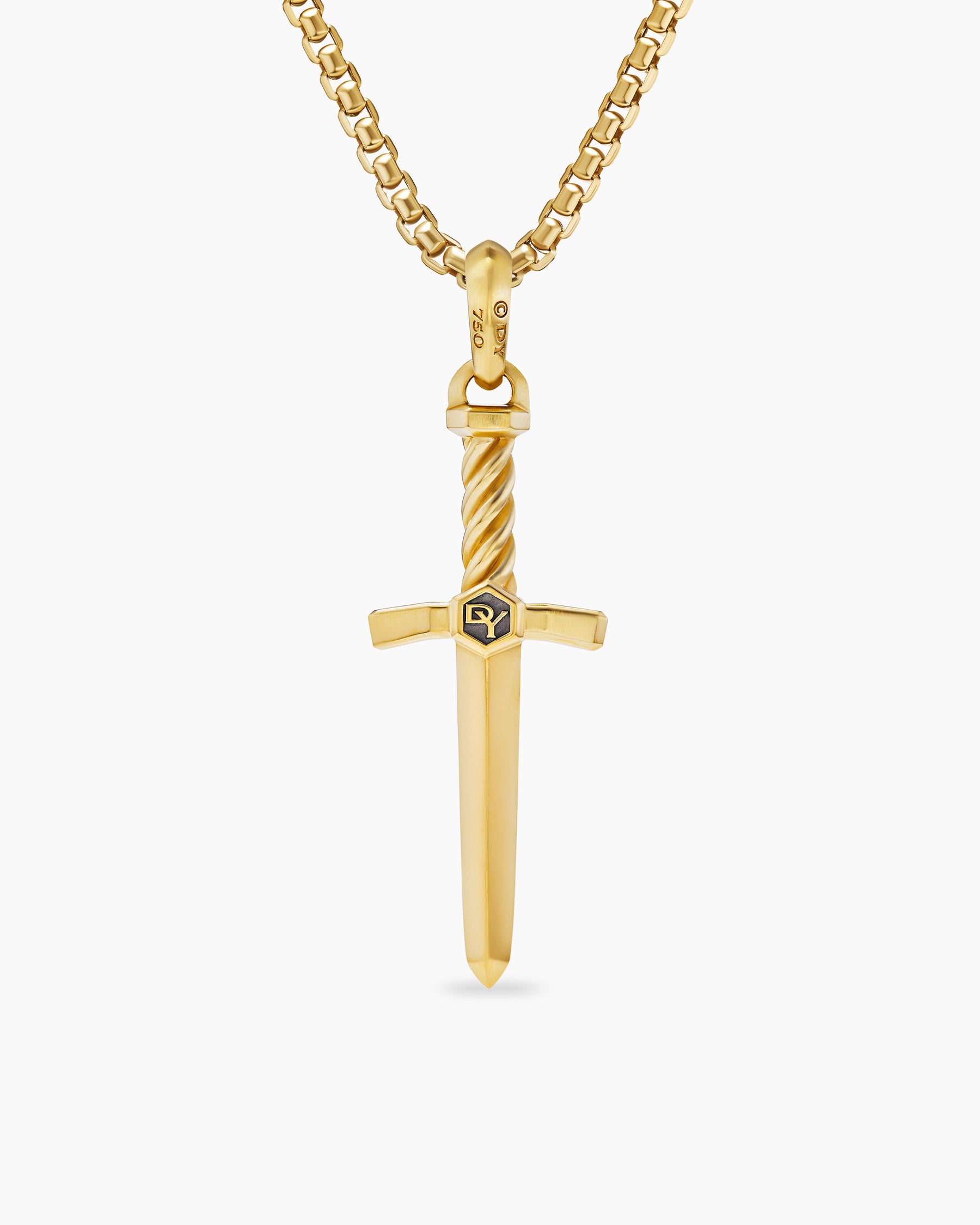 Sword Amulet in 18K Yellow Gold with Diamond, 45mm - Image 4