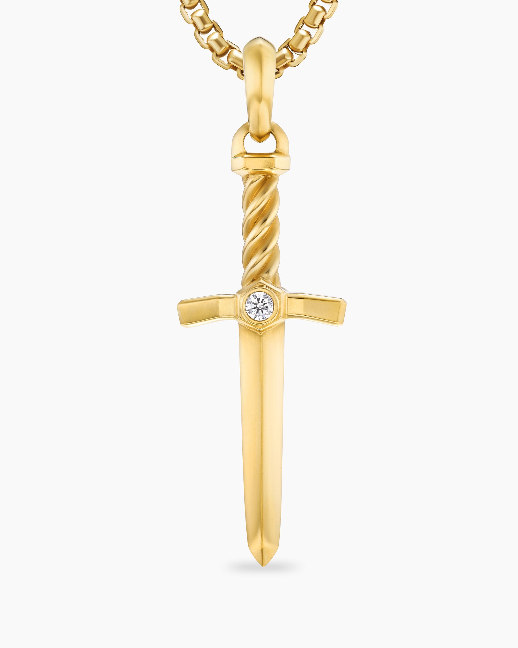 Sword Amulet in 18K Yellow Gold with Diamond, 45mm - Image 5