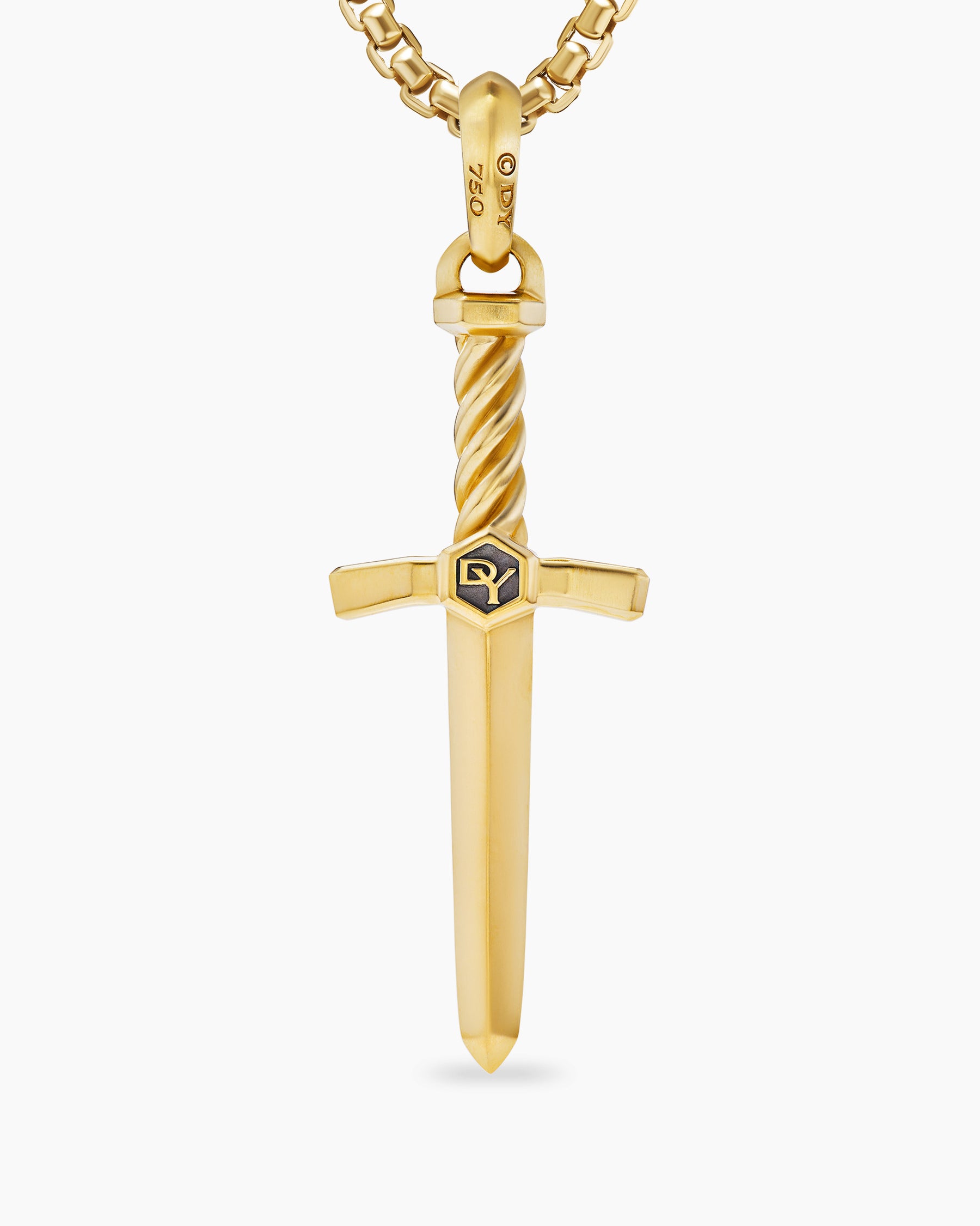 Sword Amulet in 18K Yellow Gold with Diamond, 45mm - Image 6