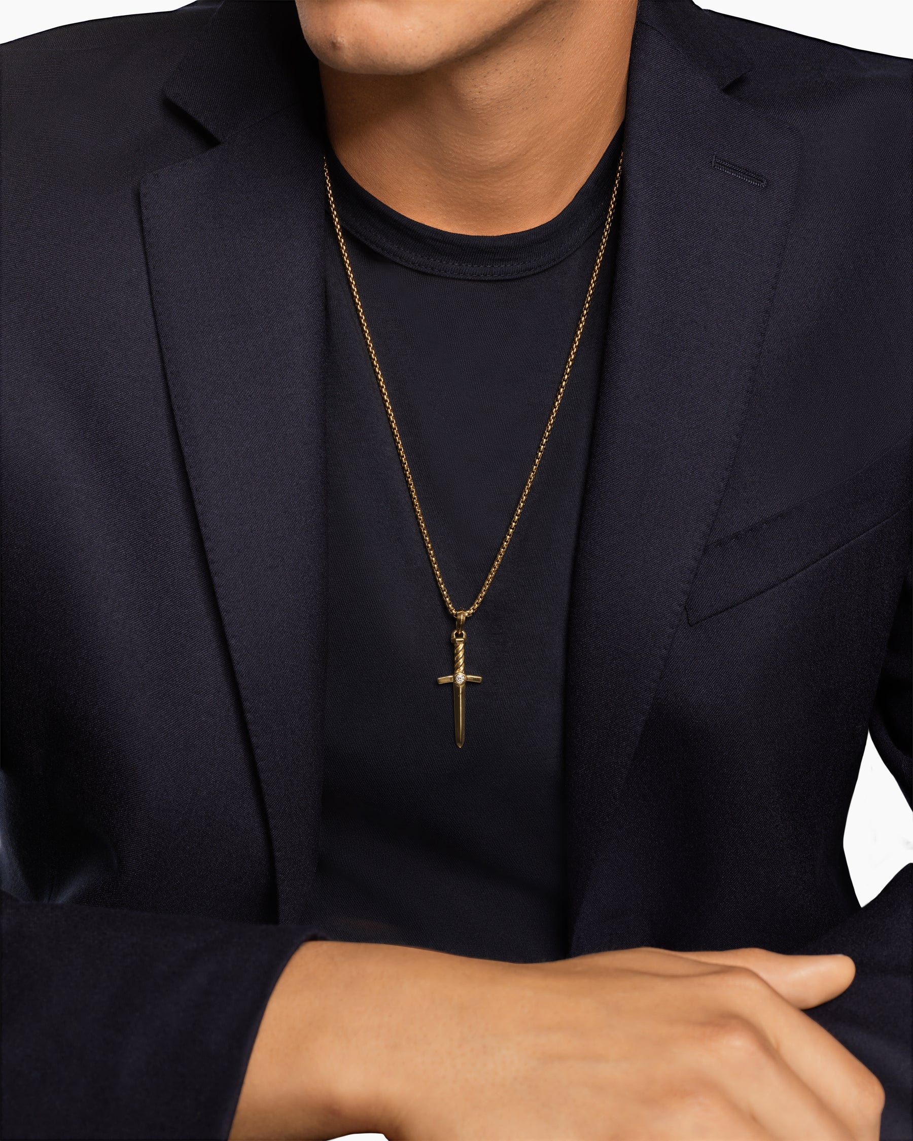 Alternative view of Sword Amulet in 18K Yellow Gold with Diamond, 45mm