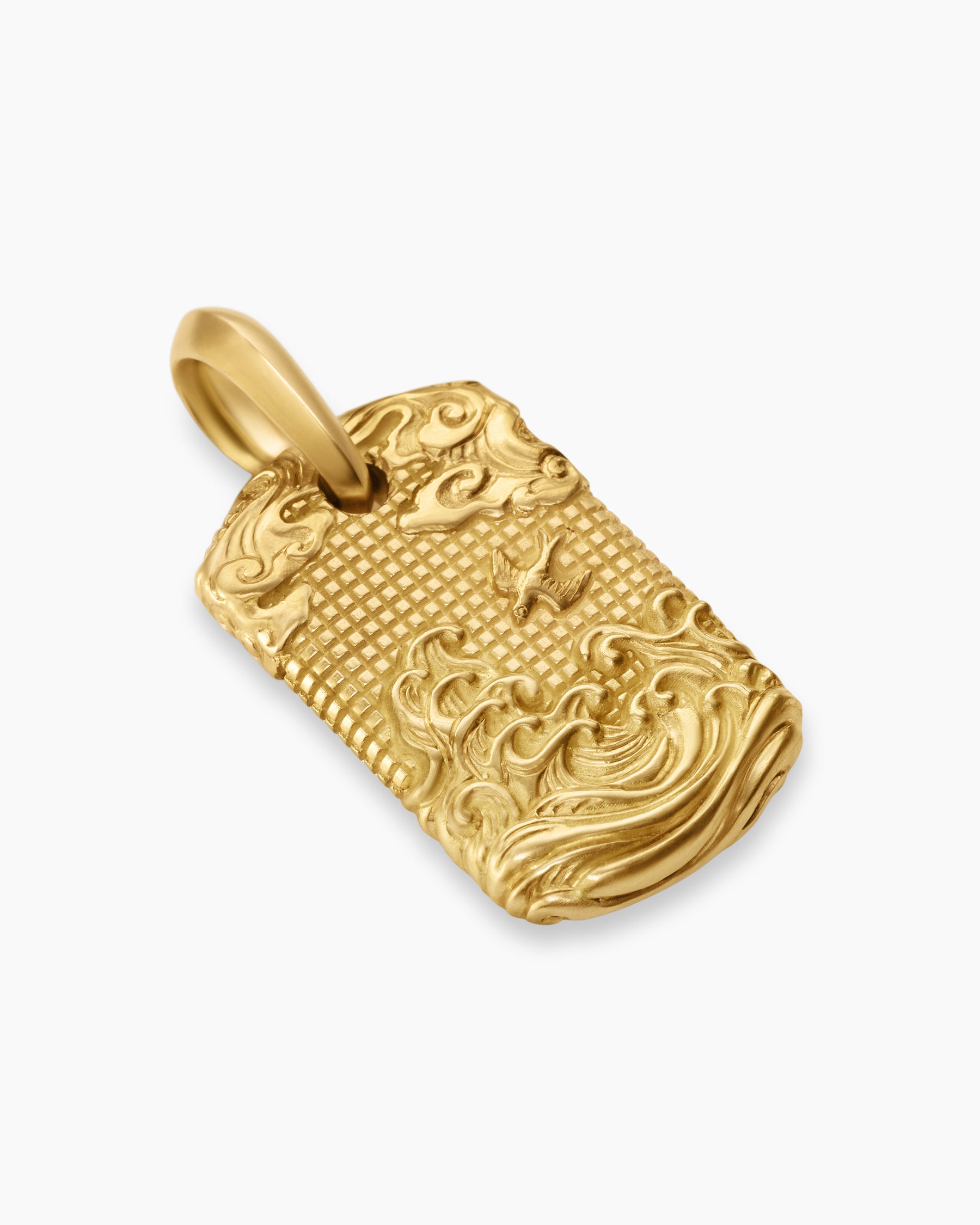 Waves Tag in 18K Yellow Gold, 27mm - Image 3