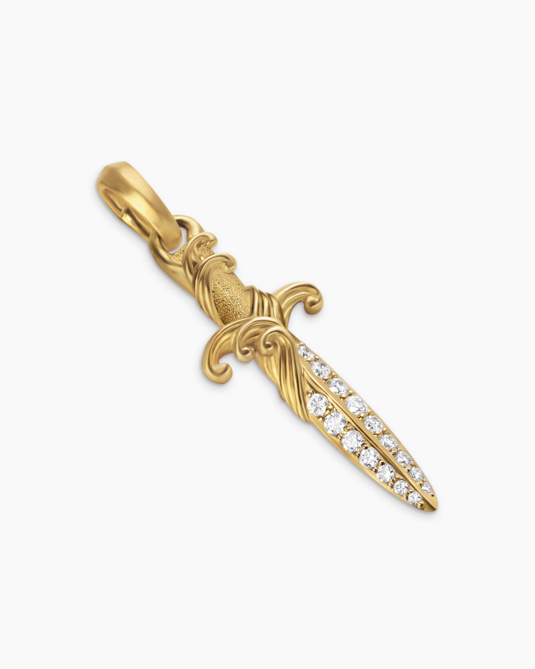 Waves Dagger Amulet in 18K Yellow Gold with Diamonds, 31mm - Image 3