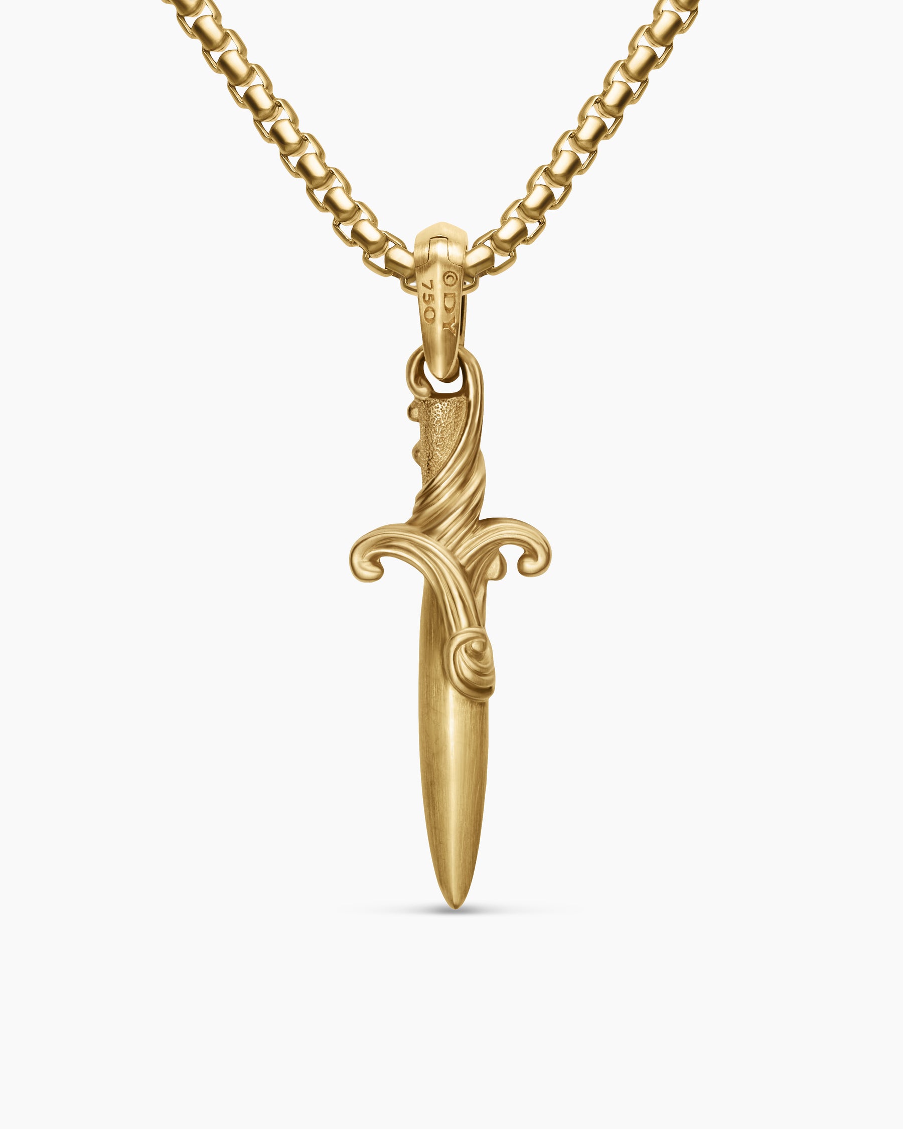 Waves Dagger Amulet in 18K Yellow Gold with Diamonds, 31mm - Image 4
