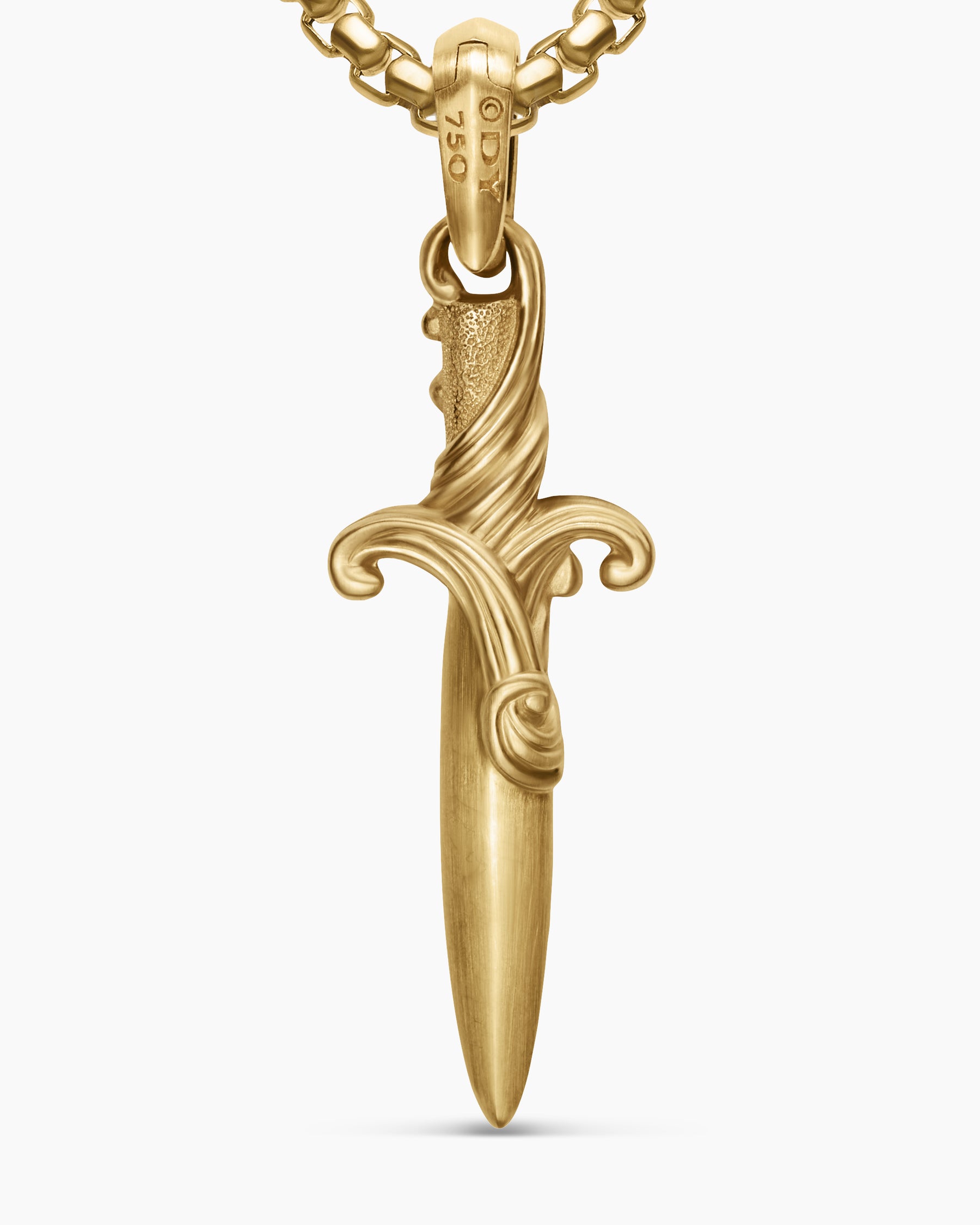 Waves Dagger Amulet in 18K Yellow Gold with Diamonds, 31mm - Image 6