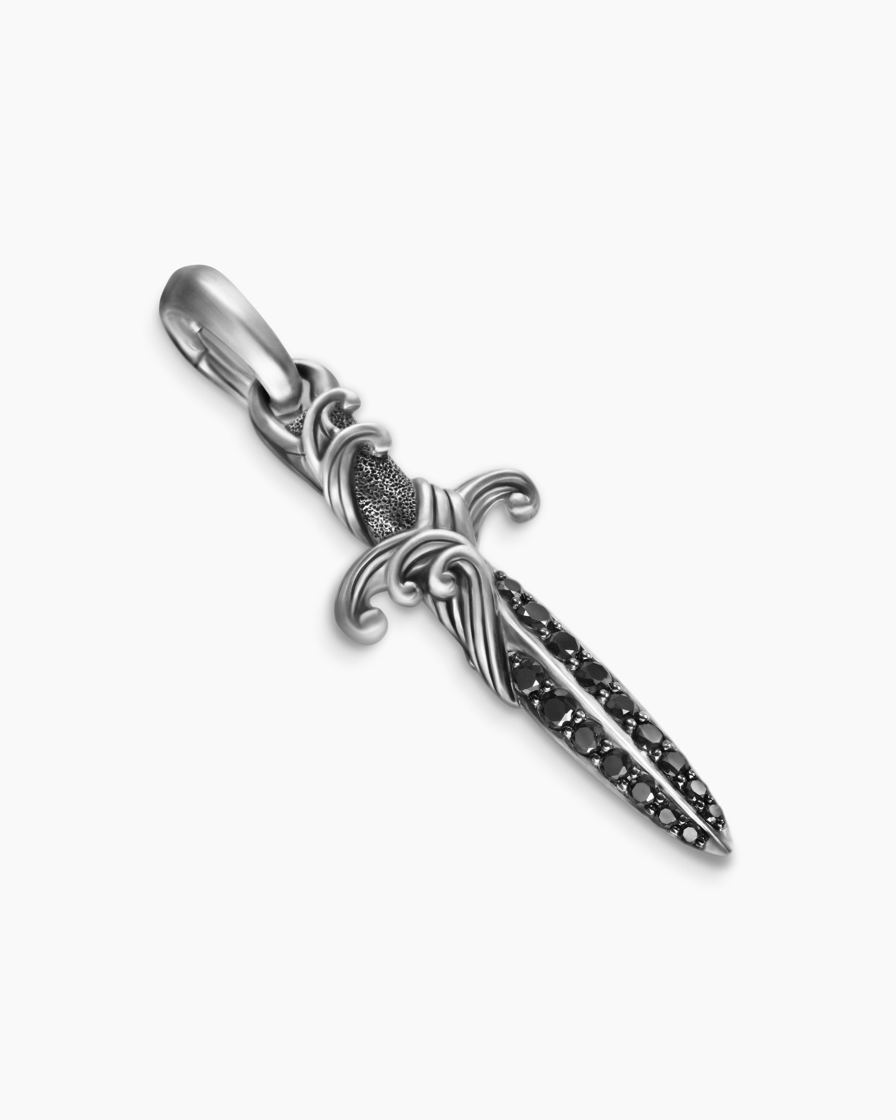 Waves Dagger Amulet in Sterling Silver with Black Diamonds, 31mm - Image 3