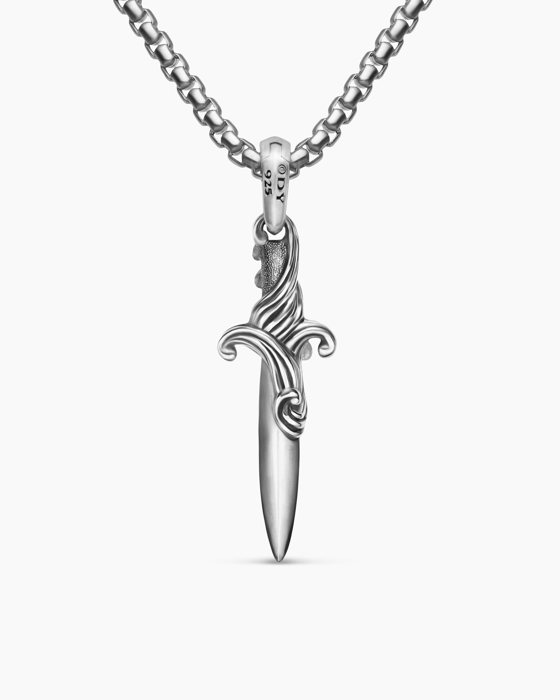 Waves Dagger Amulet in Sterling Silver with Black Diamonds, 31mm - Image 4